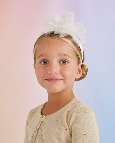 Cerchiello bianco con fiore in tulle