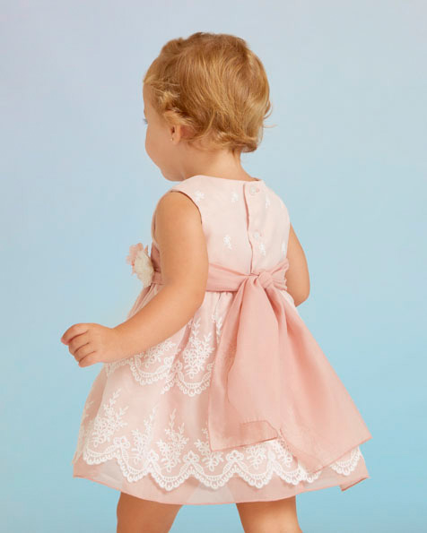 Mayoral Abito Vestito Elegante Bambina 8 Anni - 128 cm in Cotone Ecrù  Fantasia Floreale