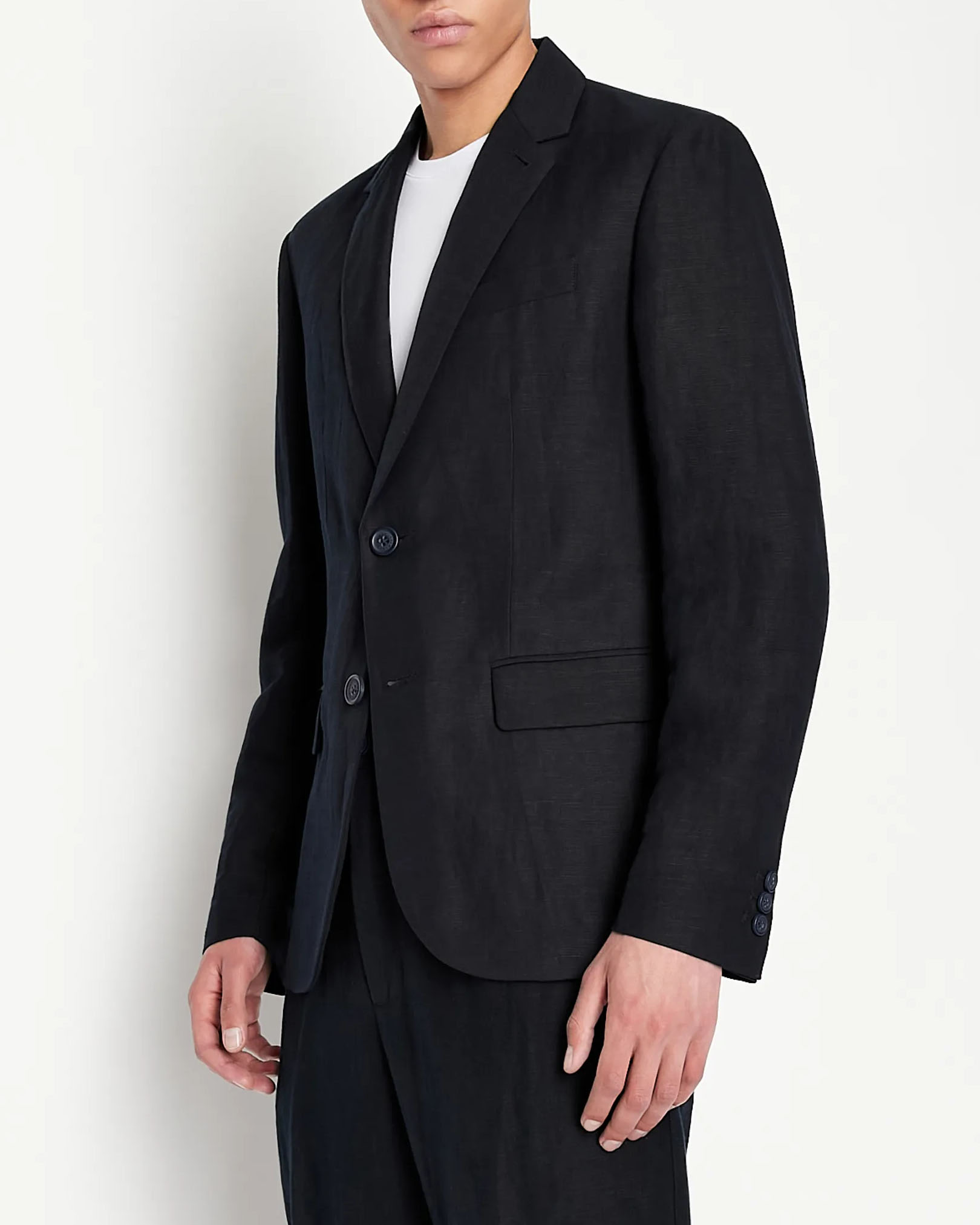 Blazer blu in misto lino e viscosa