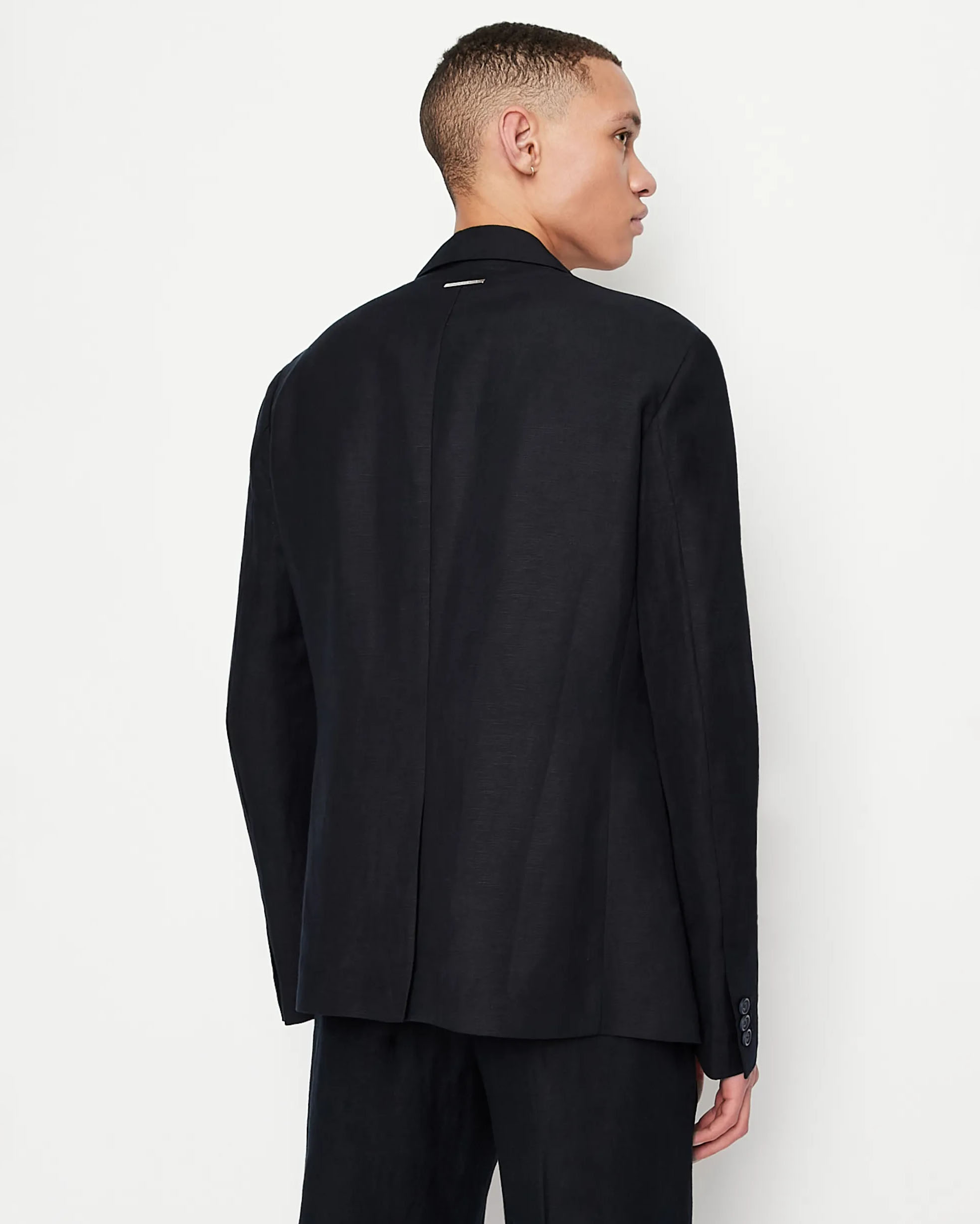 Blazer blu in misto lino e viscosa image