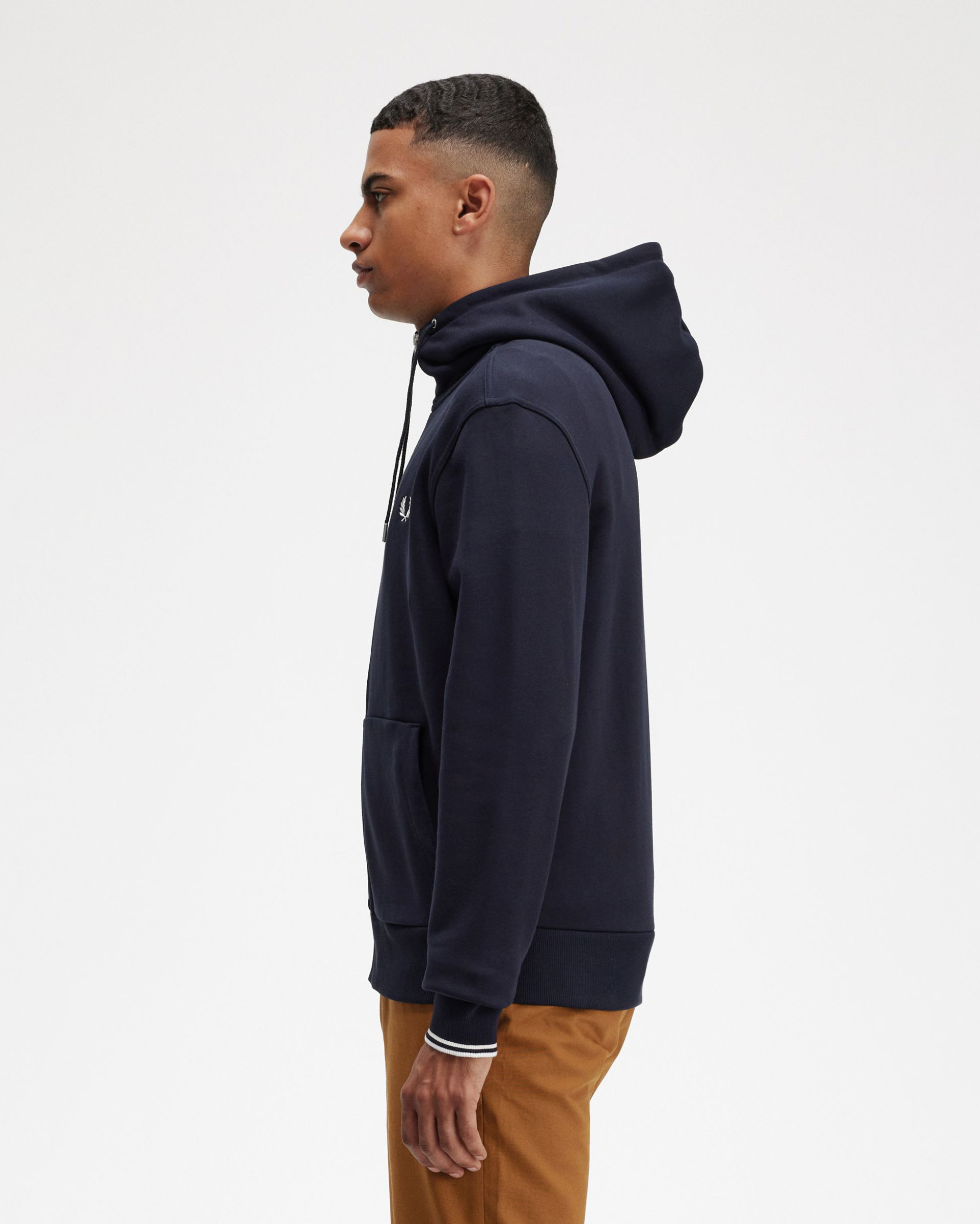 Felpa Fred Perry blu con cappuccio e chiusura zip image