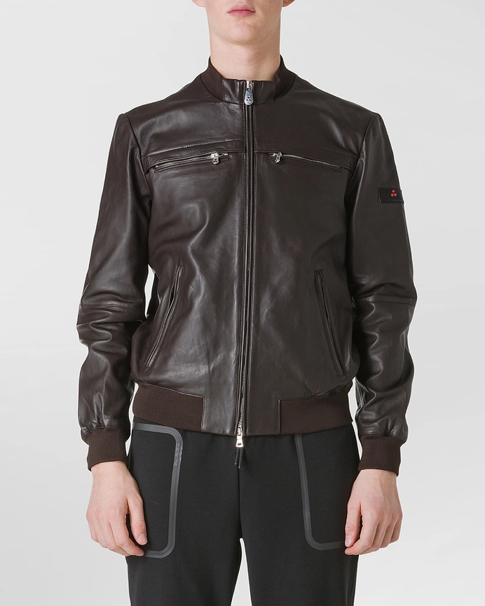 Bomber Sands Leather Peuterey testa di moro in pelle