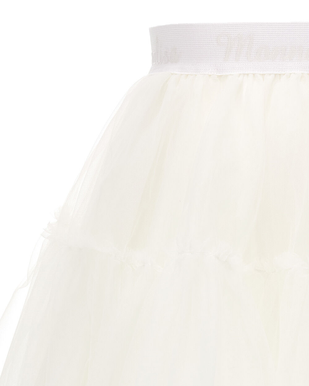 Maglia in misto lana con balze in tulle Donna, Bianco