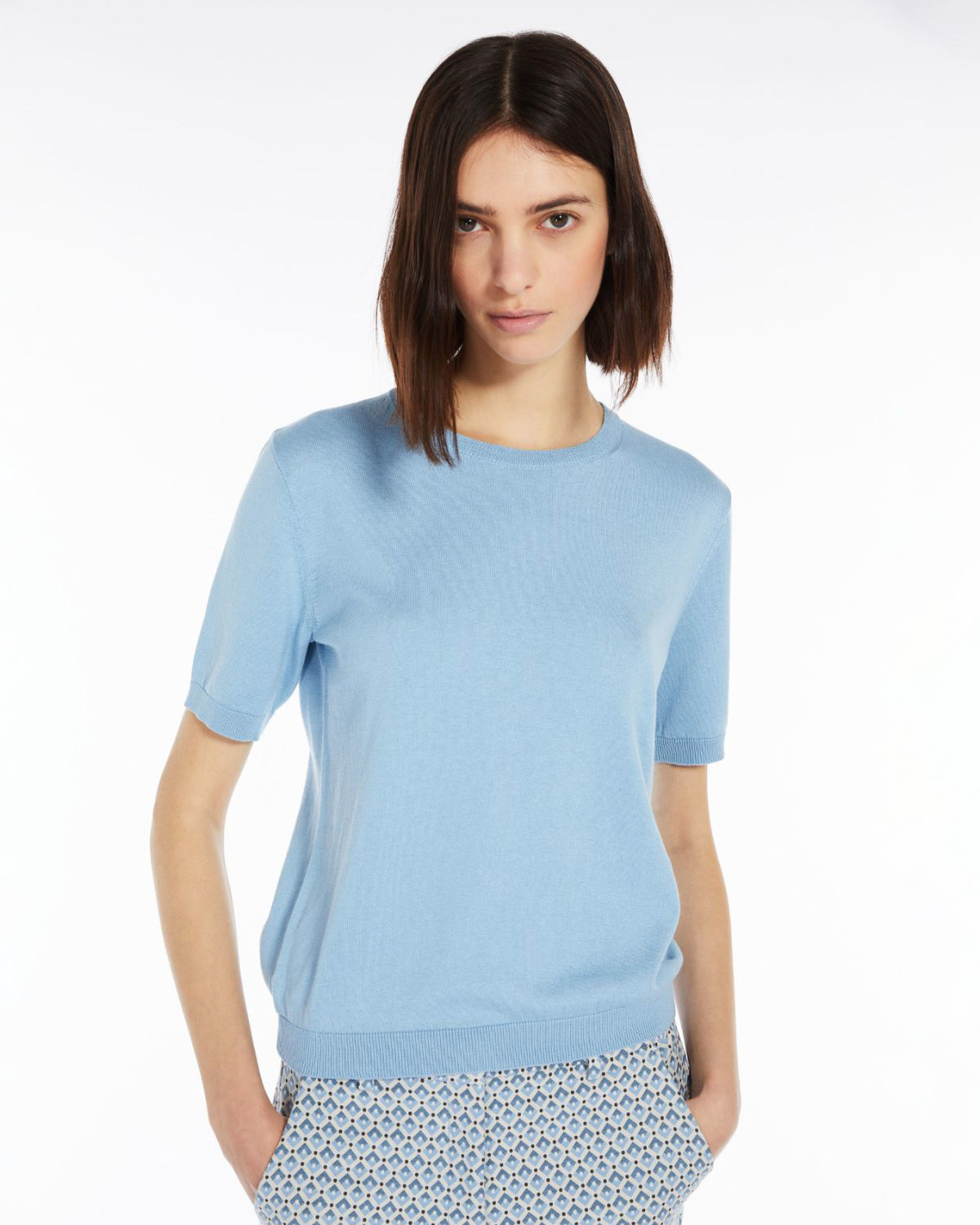 Blusa donna manica corta verde - 1st American Cashmere Milano