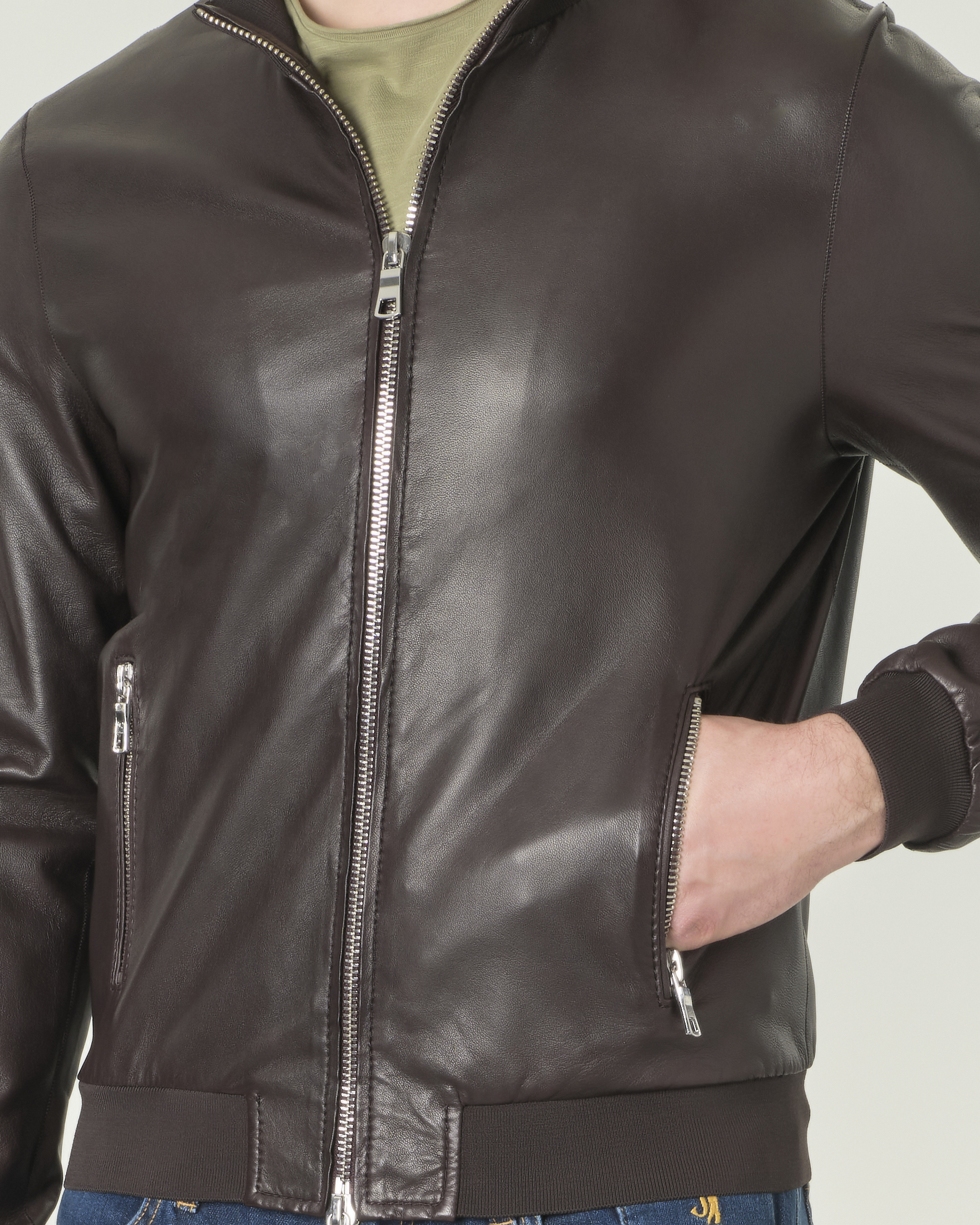 Giacca bomber in pelle testa di moro image