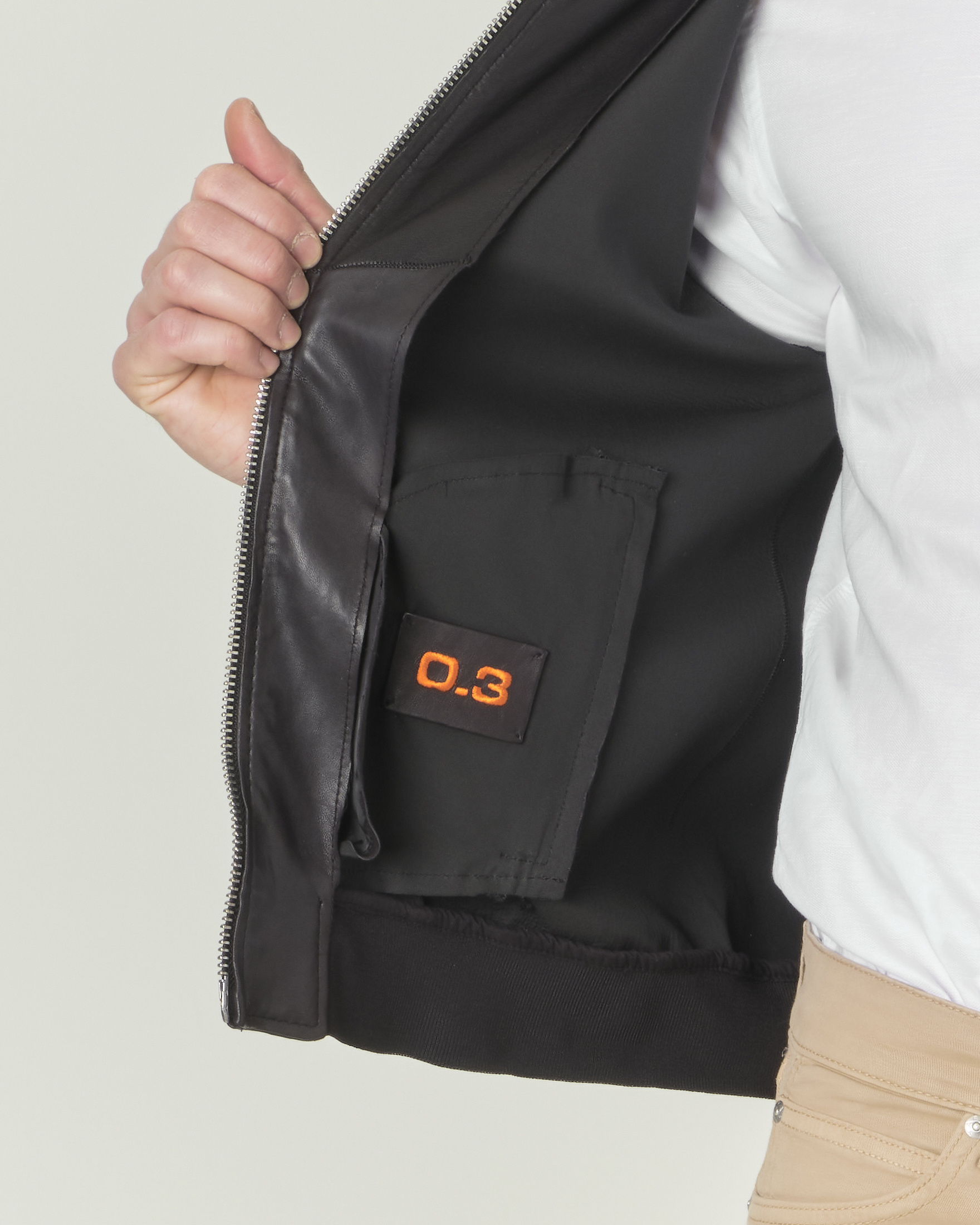 Giacca bomber in pelle nera