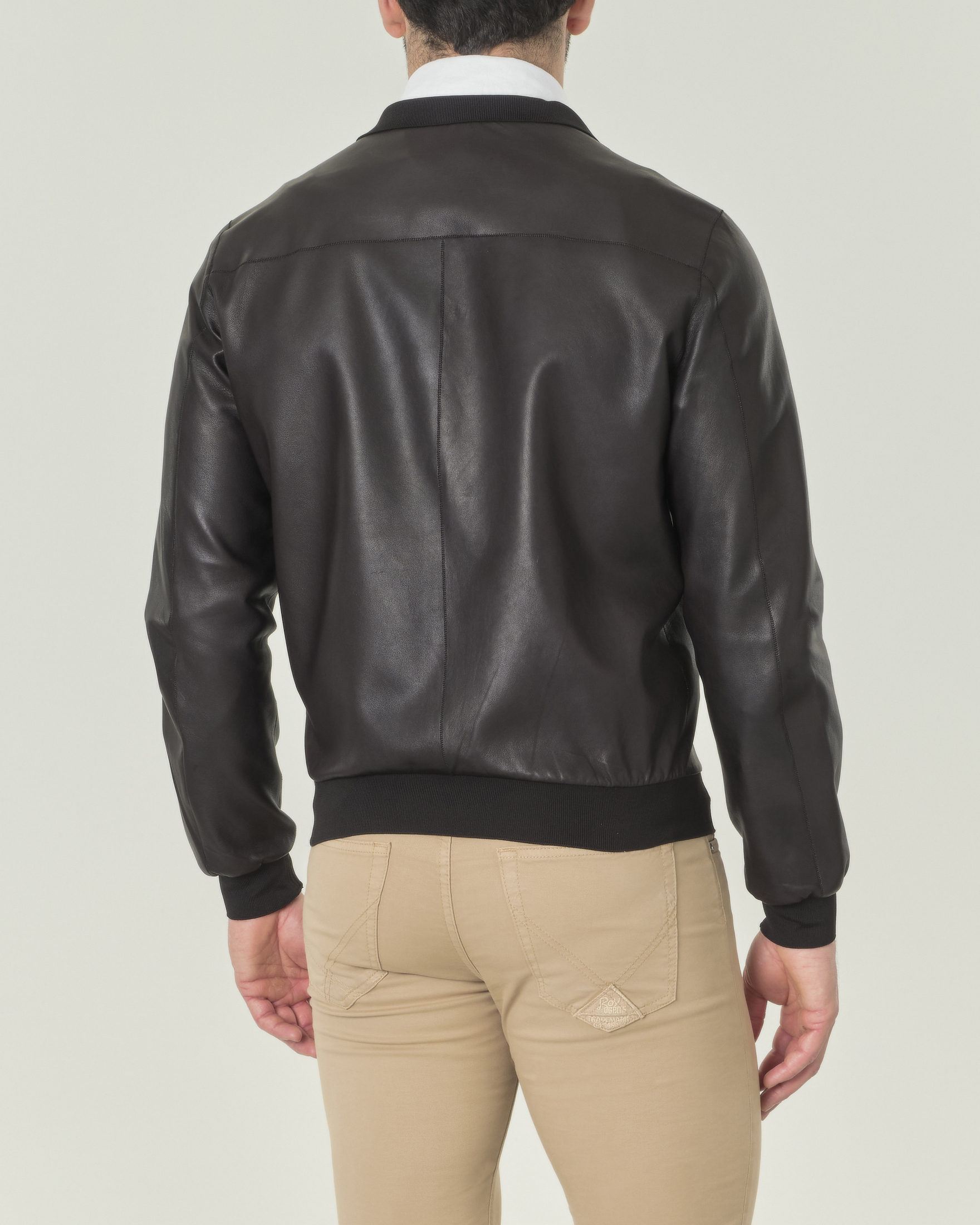 Giacca bomber in pelle nera