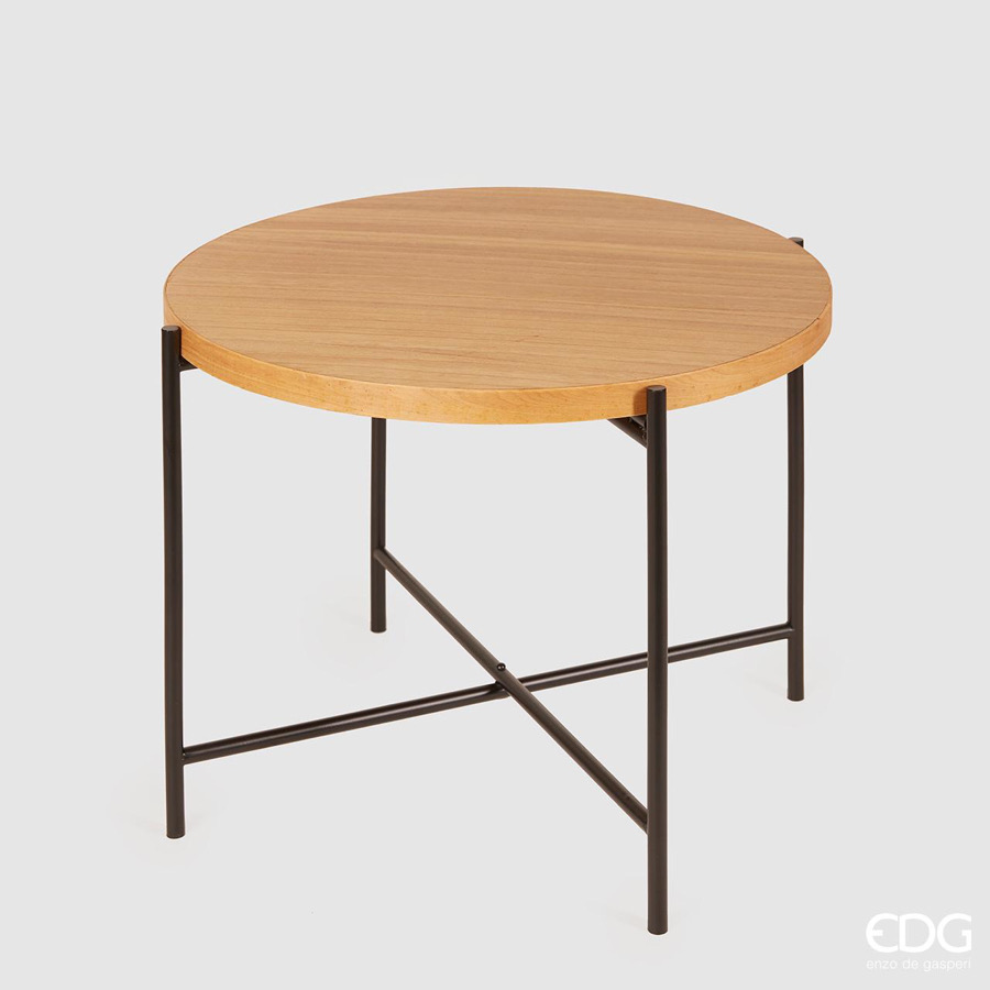 Tavolino in Legno+Metal d.60 h.44 Edg