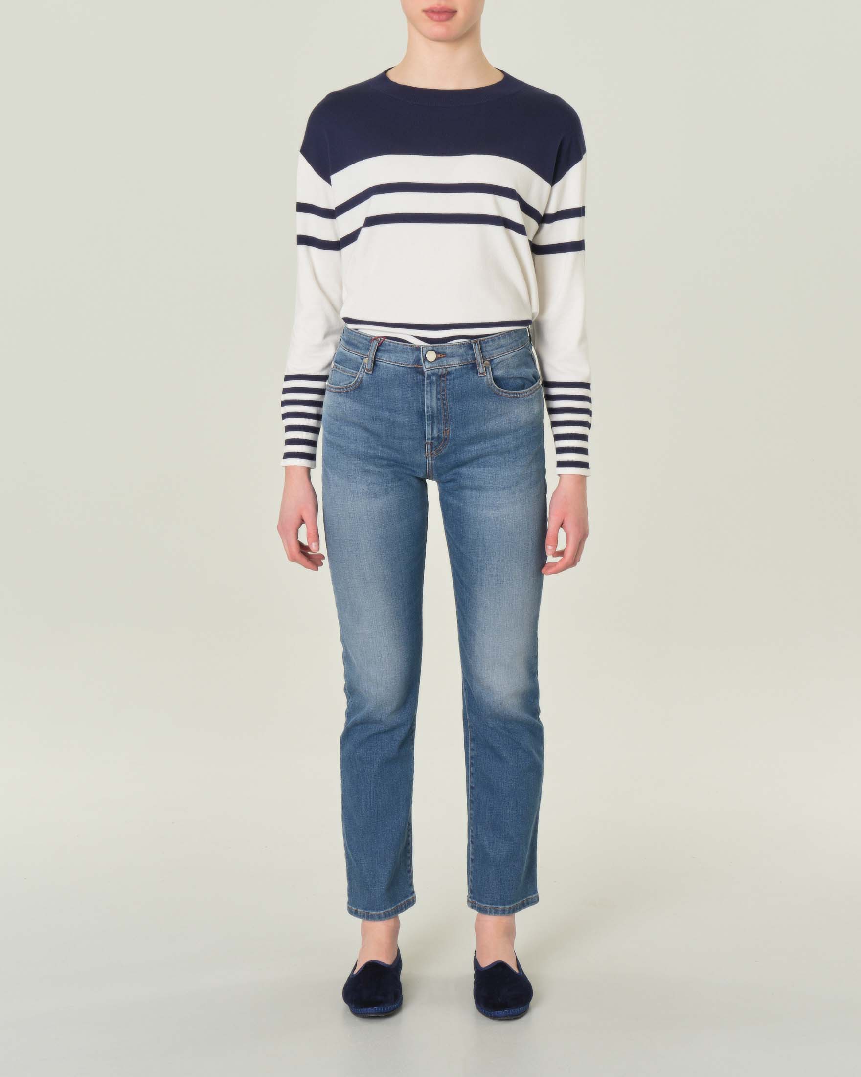 Jeans slim blu super stone washed in cotone stretch