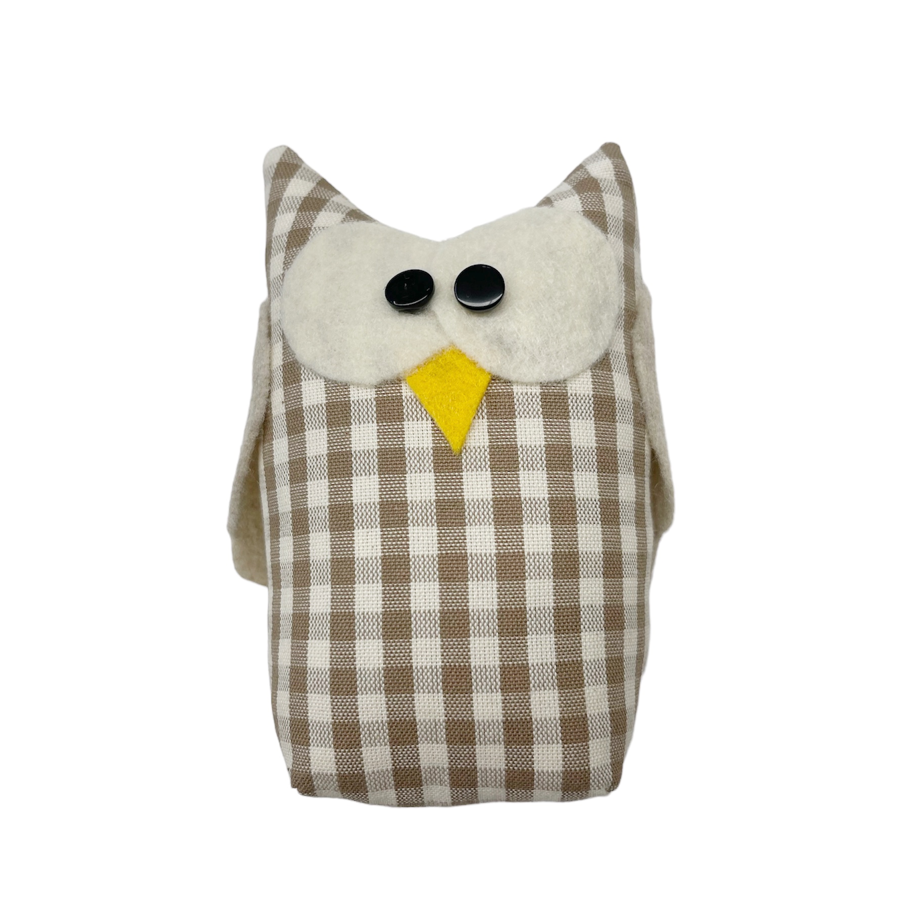 Fermaporta Gufo Ugo Small Quadretto  Nocciola 8x6x12h Nuvole di Stoffa