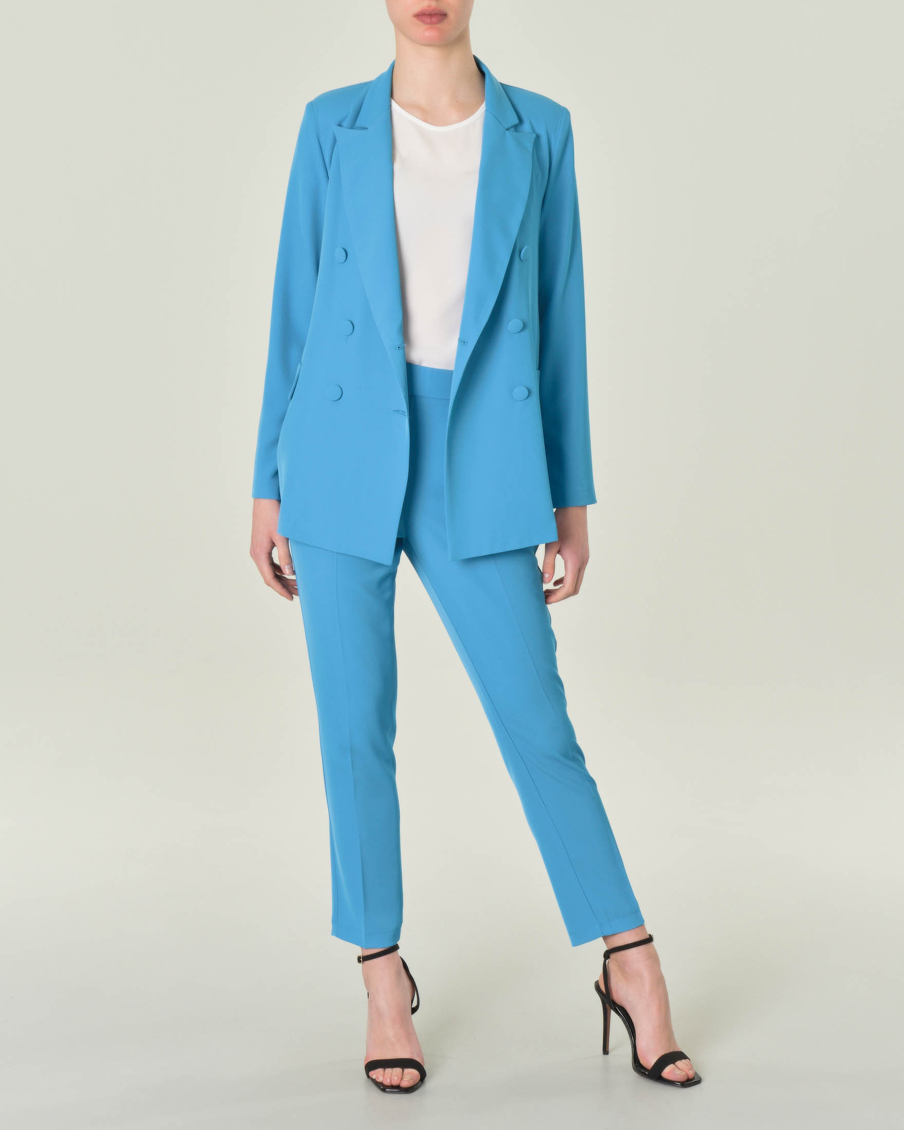 Pantaloni turchesi in tessuto tecnico stretch con elastico inserito in vita image