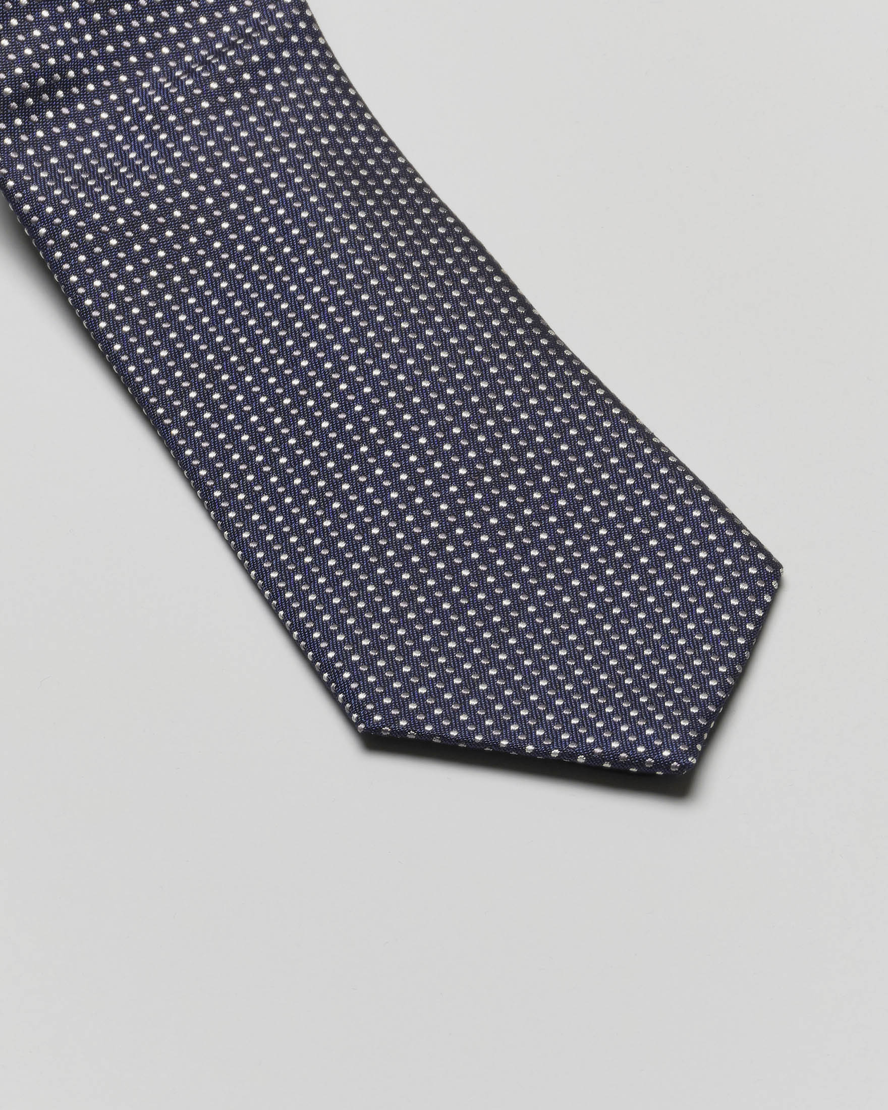 Set Cravatta E Fazzoletto Uomo - Motivo Pois Nero, Blu E Bianco - Foto 2