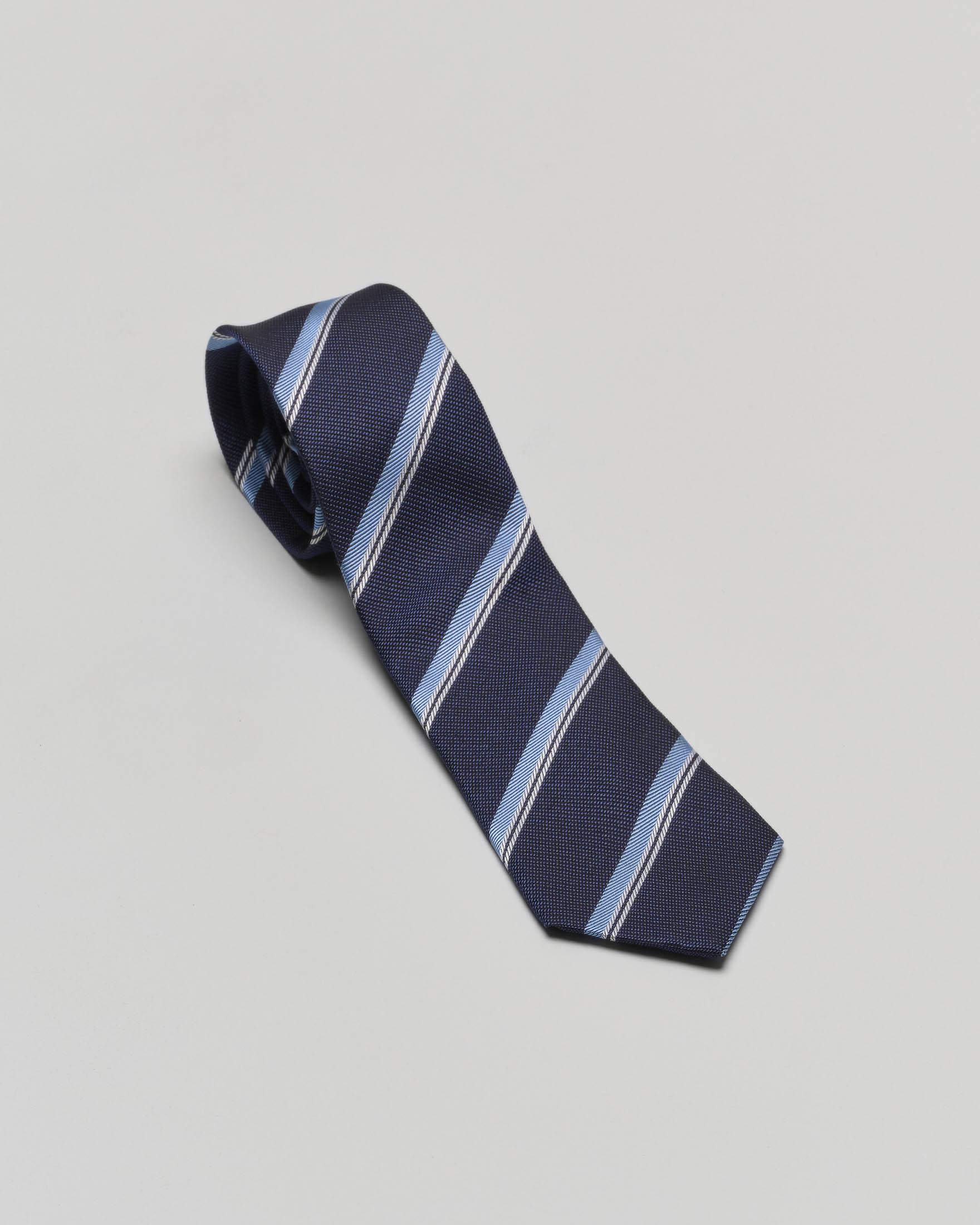 Cravatta regimental blu e azzurra in misto cotone e seta