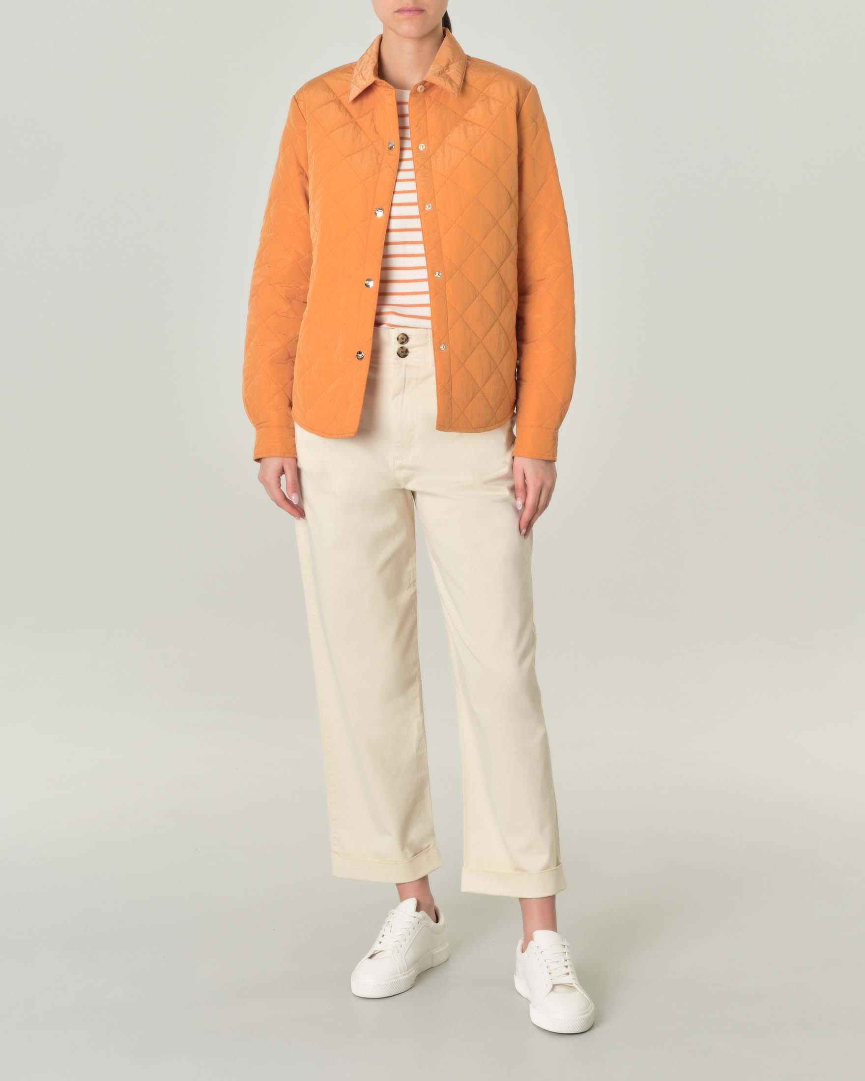 Giacca camicia color zucca in tessuto trapuntato effetto opaco image