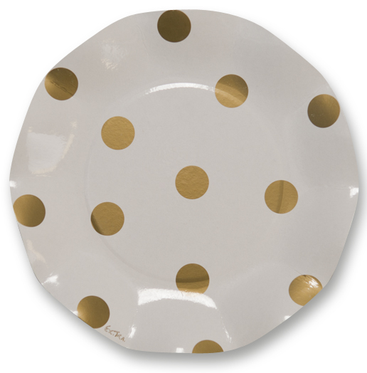10 PIATTI PICCOLI PETALO Ø 21 POIS ORO
