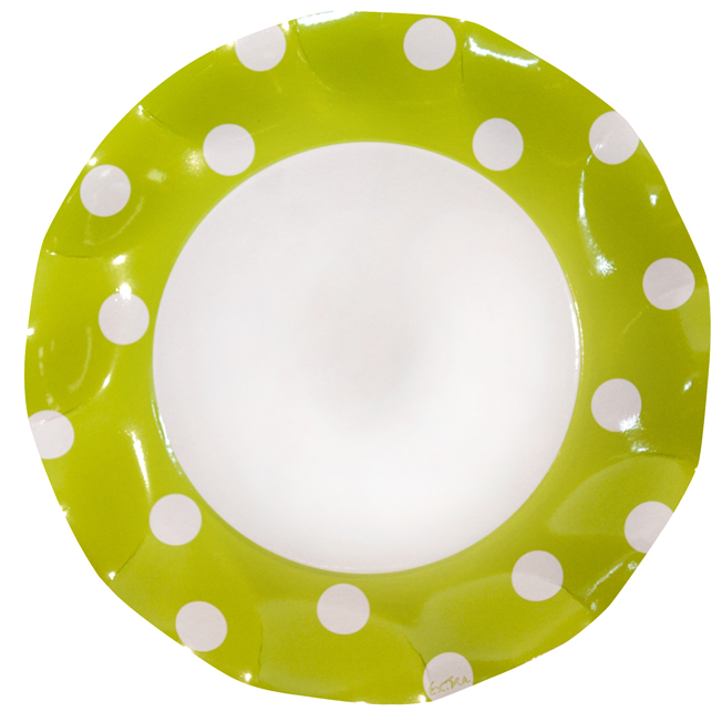 10 PIATTI GRANDI PETALO Ø 27 POIS VERDE LIME