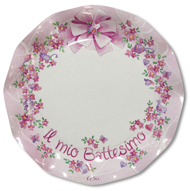 10 PIATTI GRANDI PETALO Ø 27 BATTESIMO ROSA