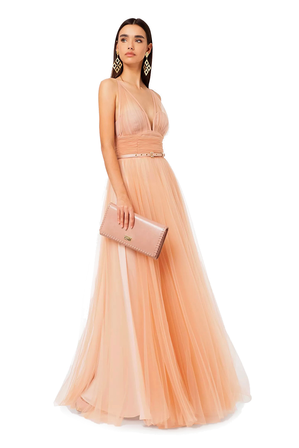 Red Carpet Dress in Tulle with Belt