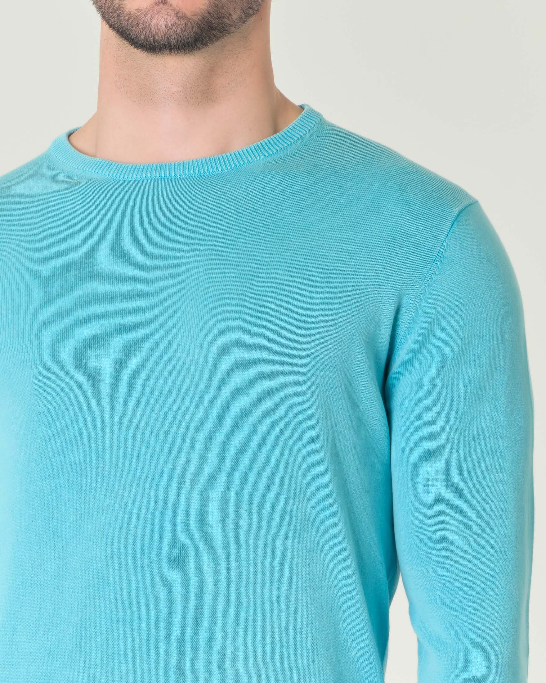 Maglia girocollo turchese in puro cotone image