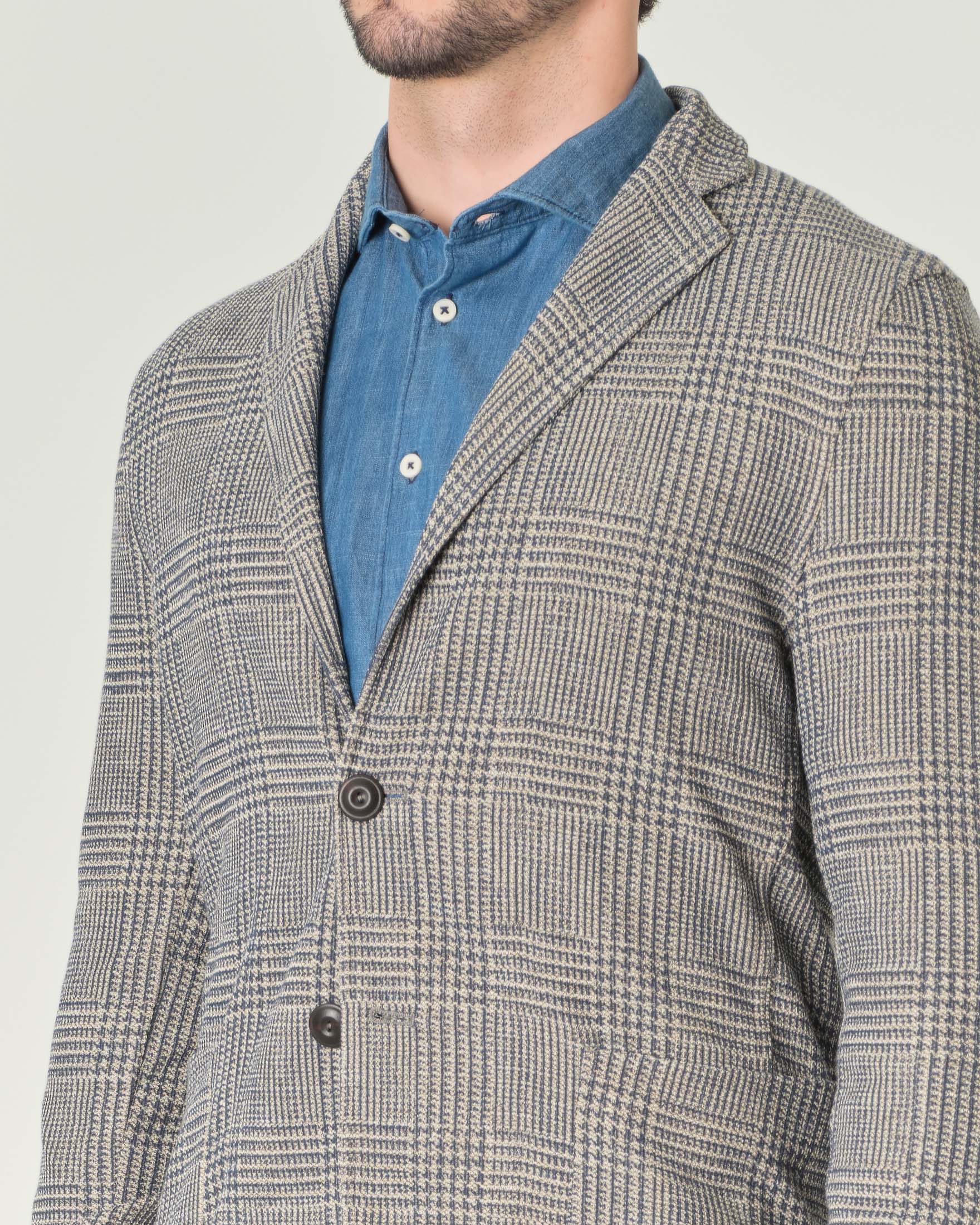 Giacca maglia principe di Galles blu e beige image