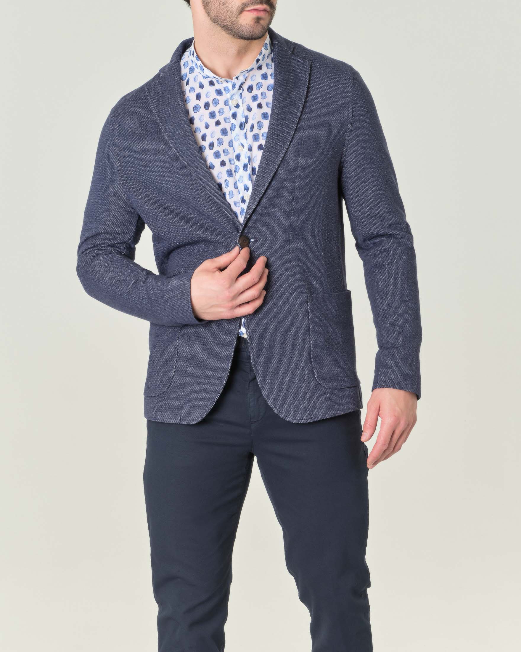 Giacca maglia micro armatura blu indaco