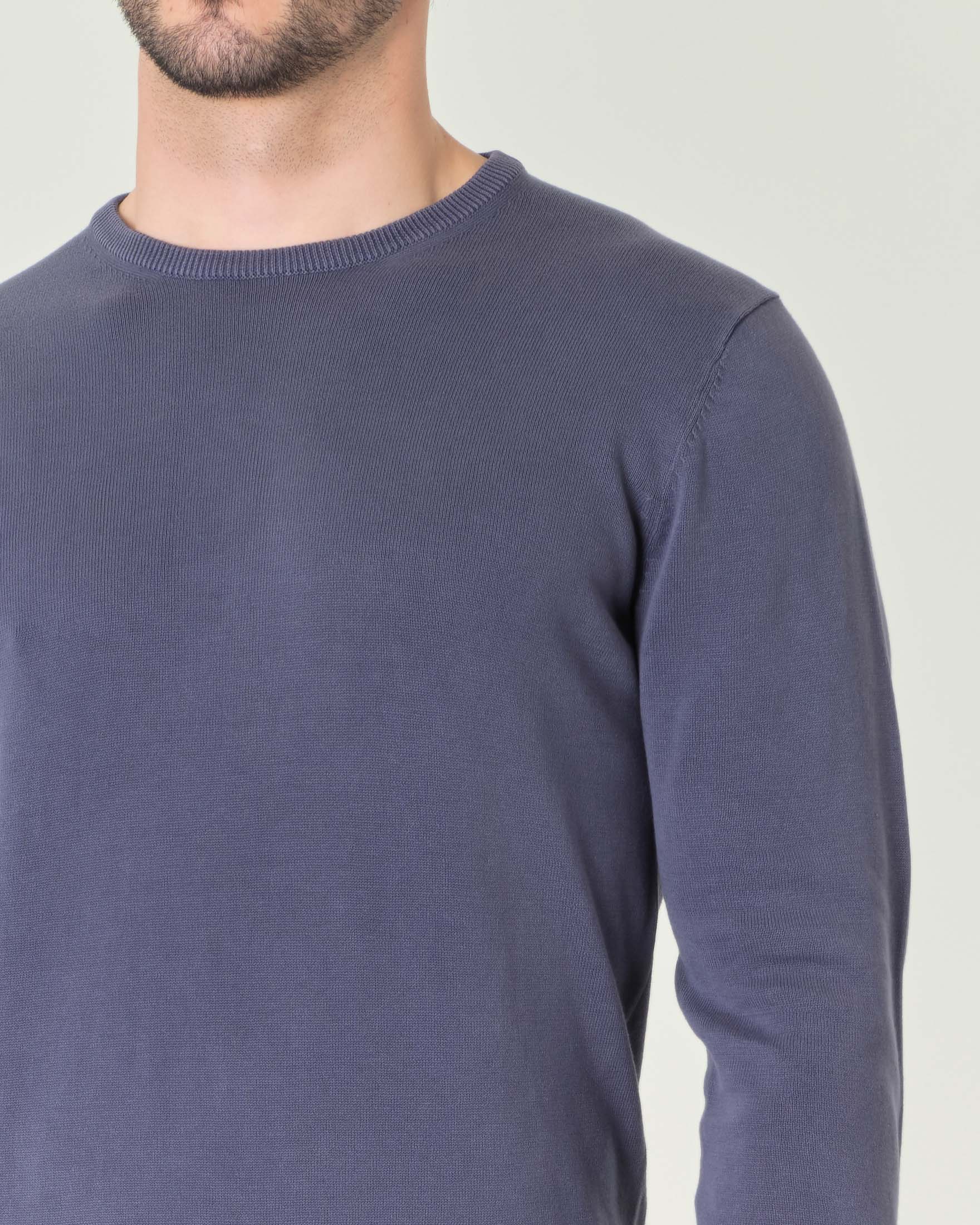 Maglia girocollo blu indaco in puro cotone image