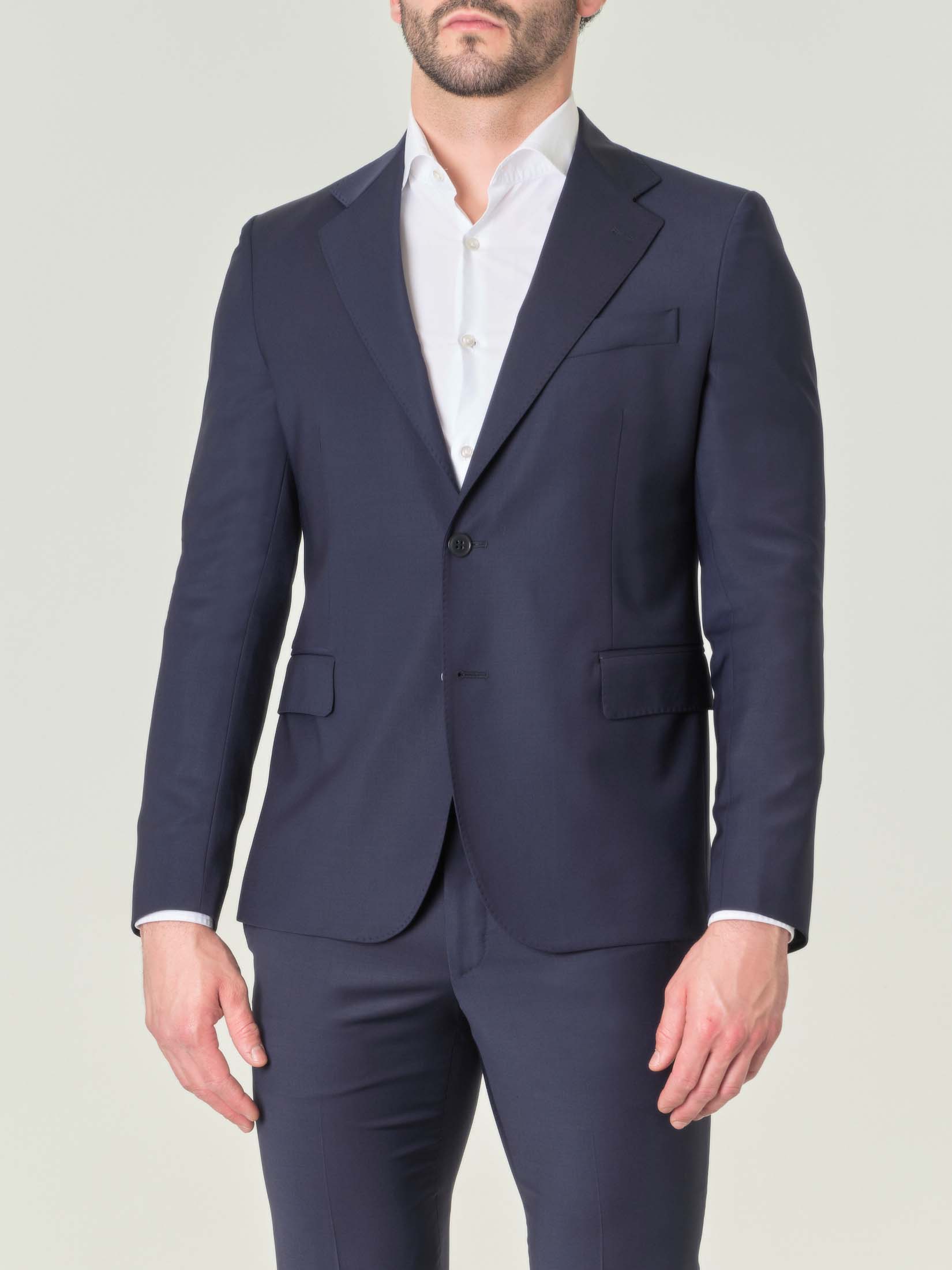 Abito blu in tela di lana stretch image