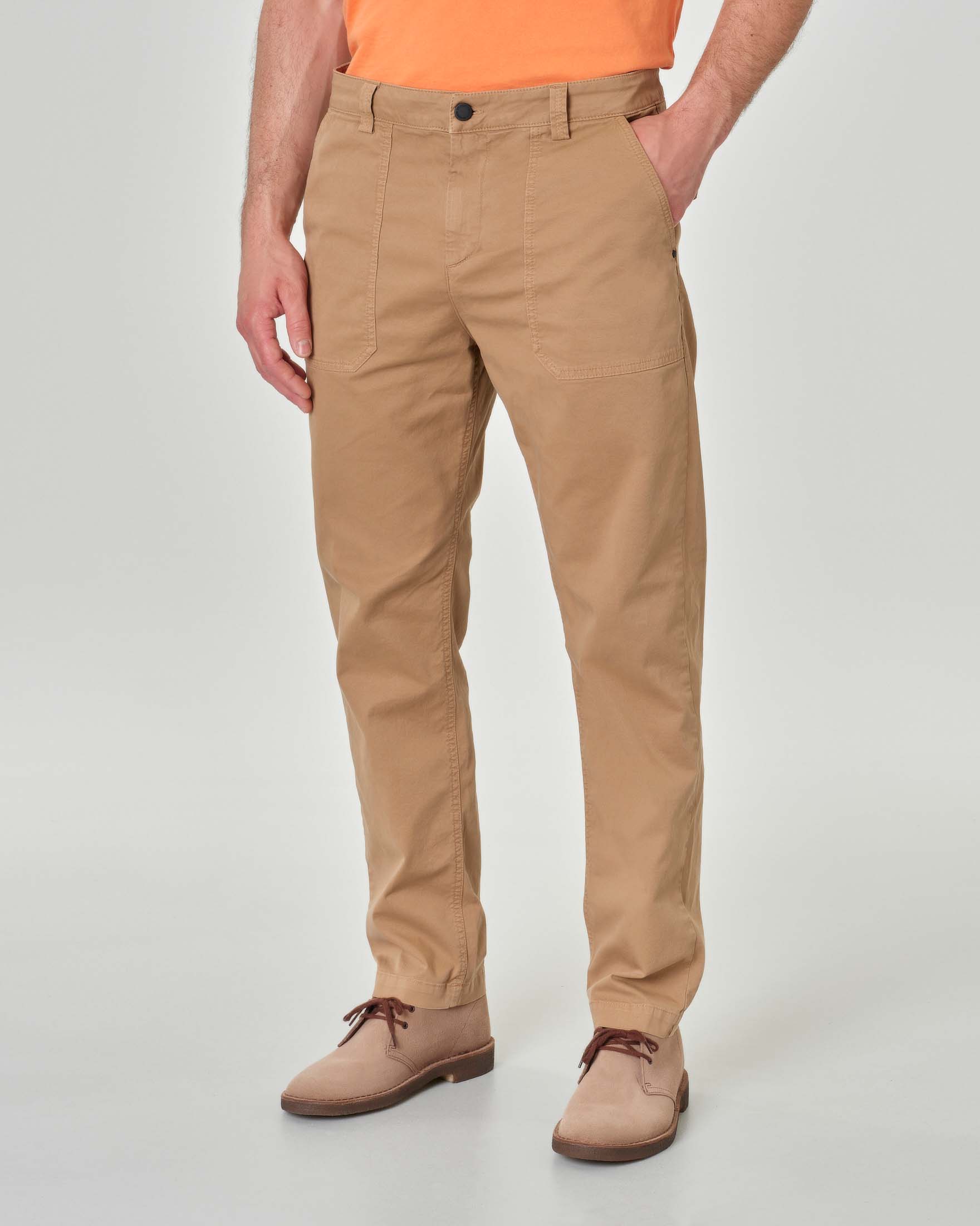 Pantalone fatigue color biscotto in cotone stretch