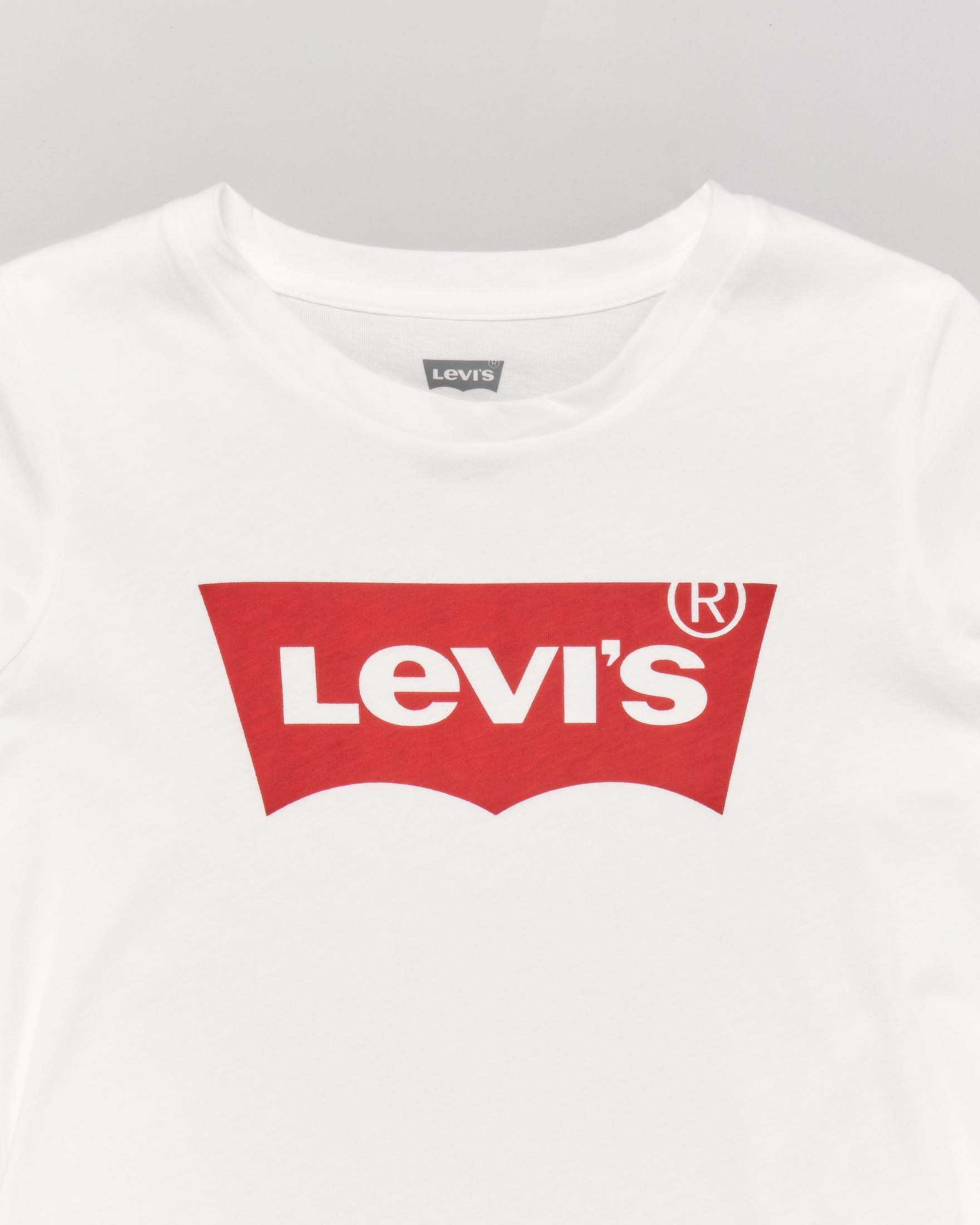 T-shirt slim mezza manica bianca con logo batwing rosso 3-8 anni image