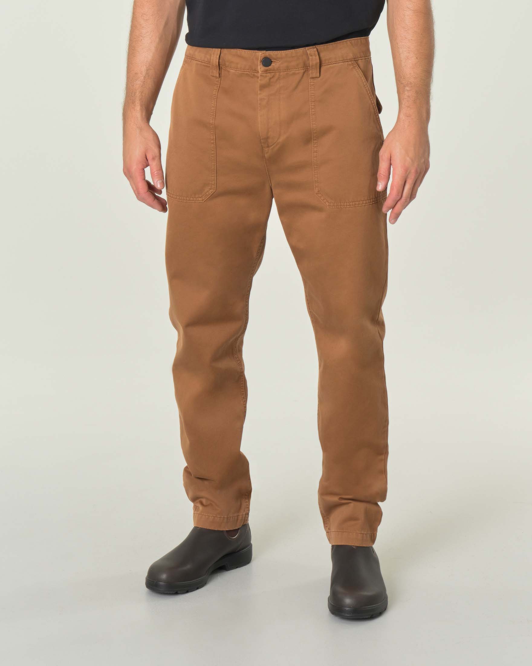 Pantalone fatigue color caramello in puro cotone