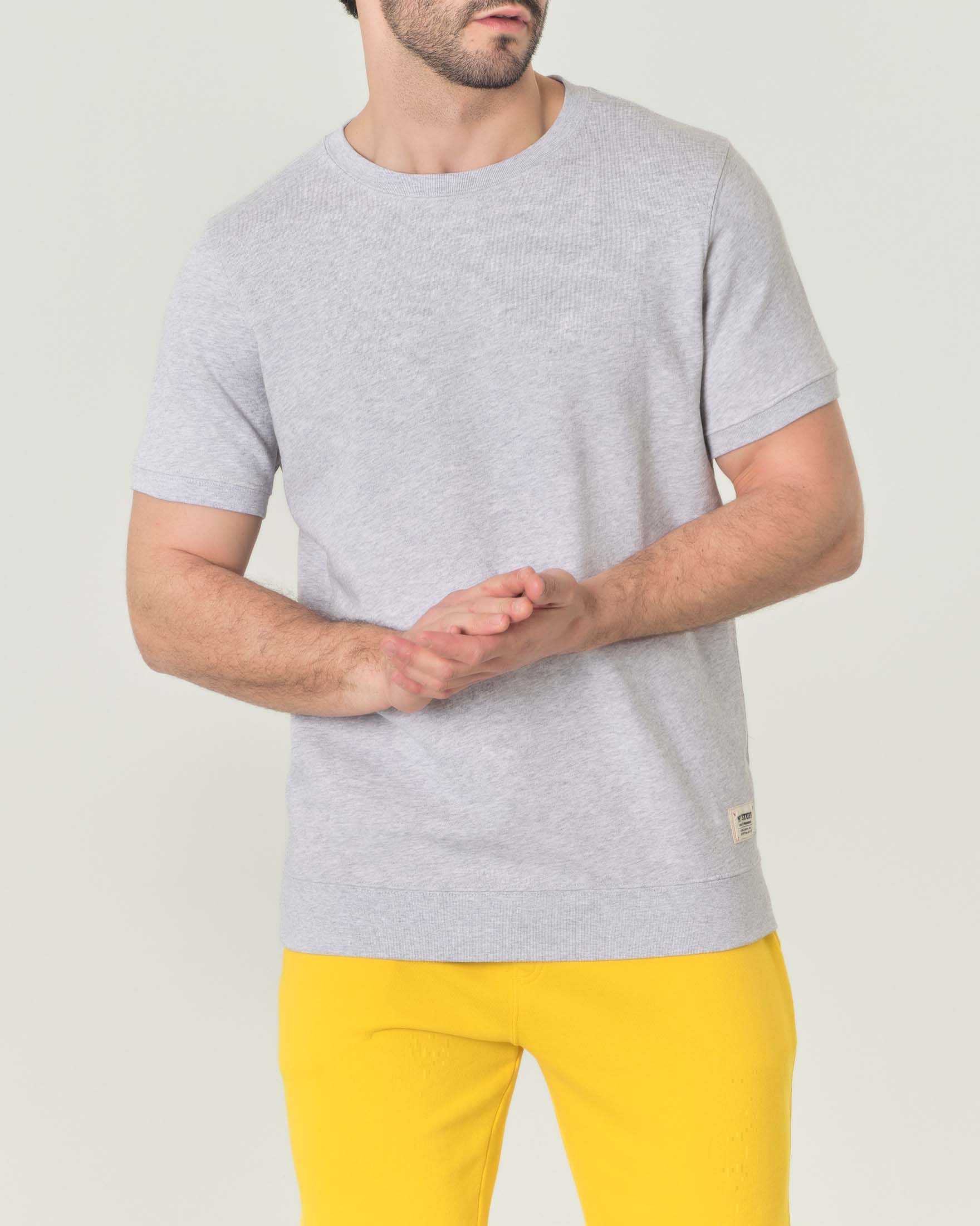 Felpa grigio melange mezza manica in pima cotton peruviano