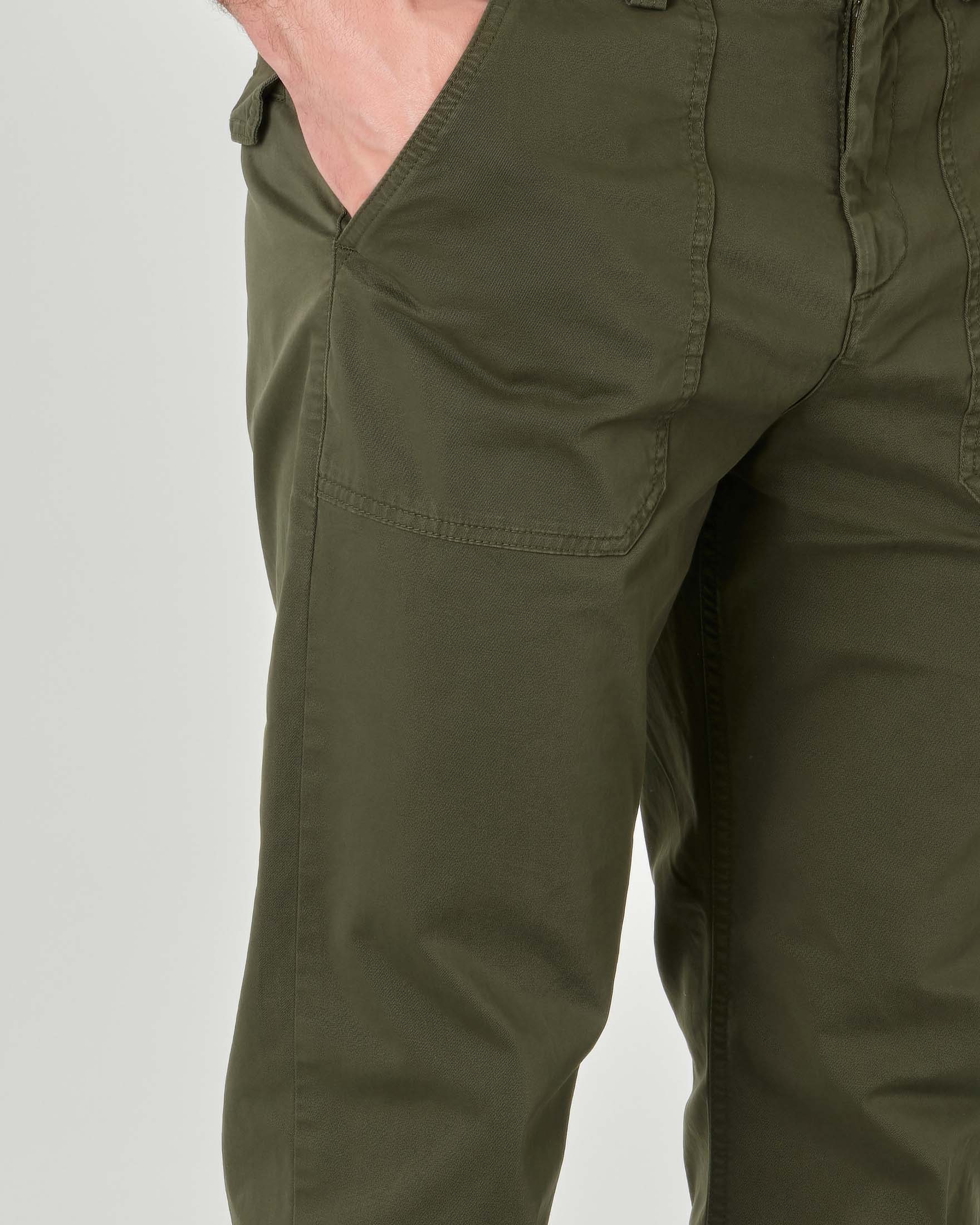 Pantalone fatigue verde scuro in cotone stretch image