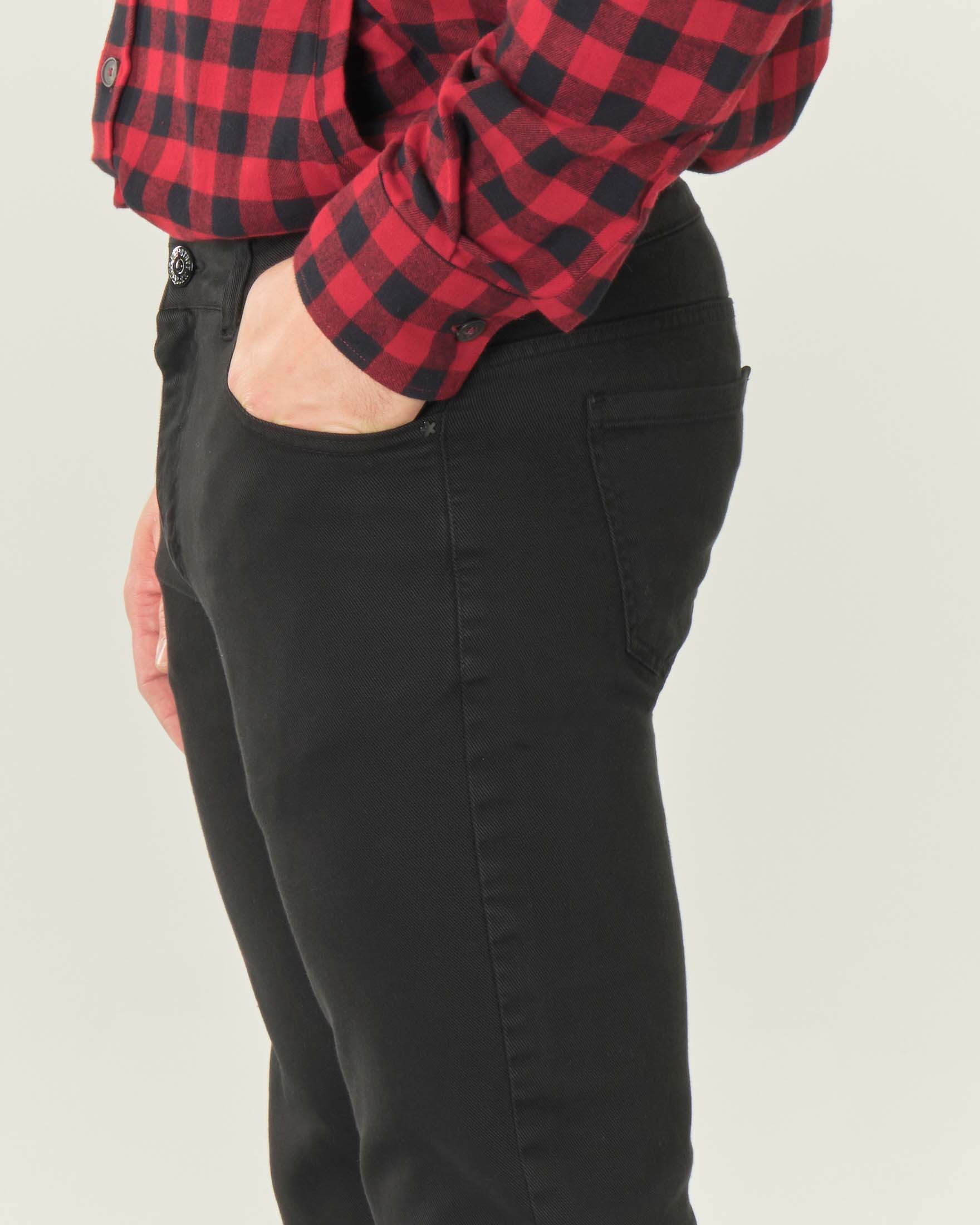 Pantalone nero cinque tasche in diagonale di cotone stretch image