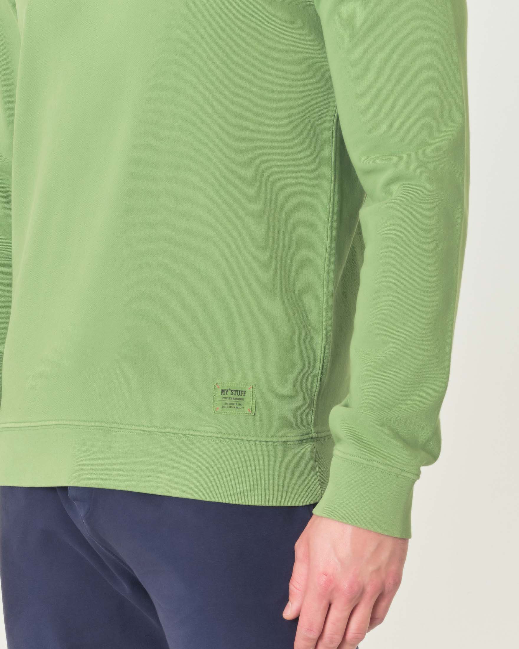 Felpa verde girocollo in pima cotton peruviano image