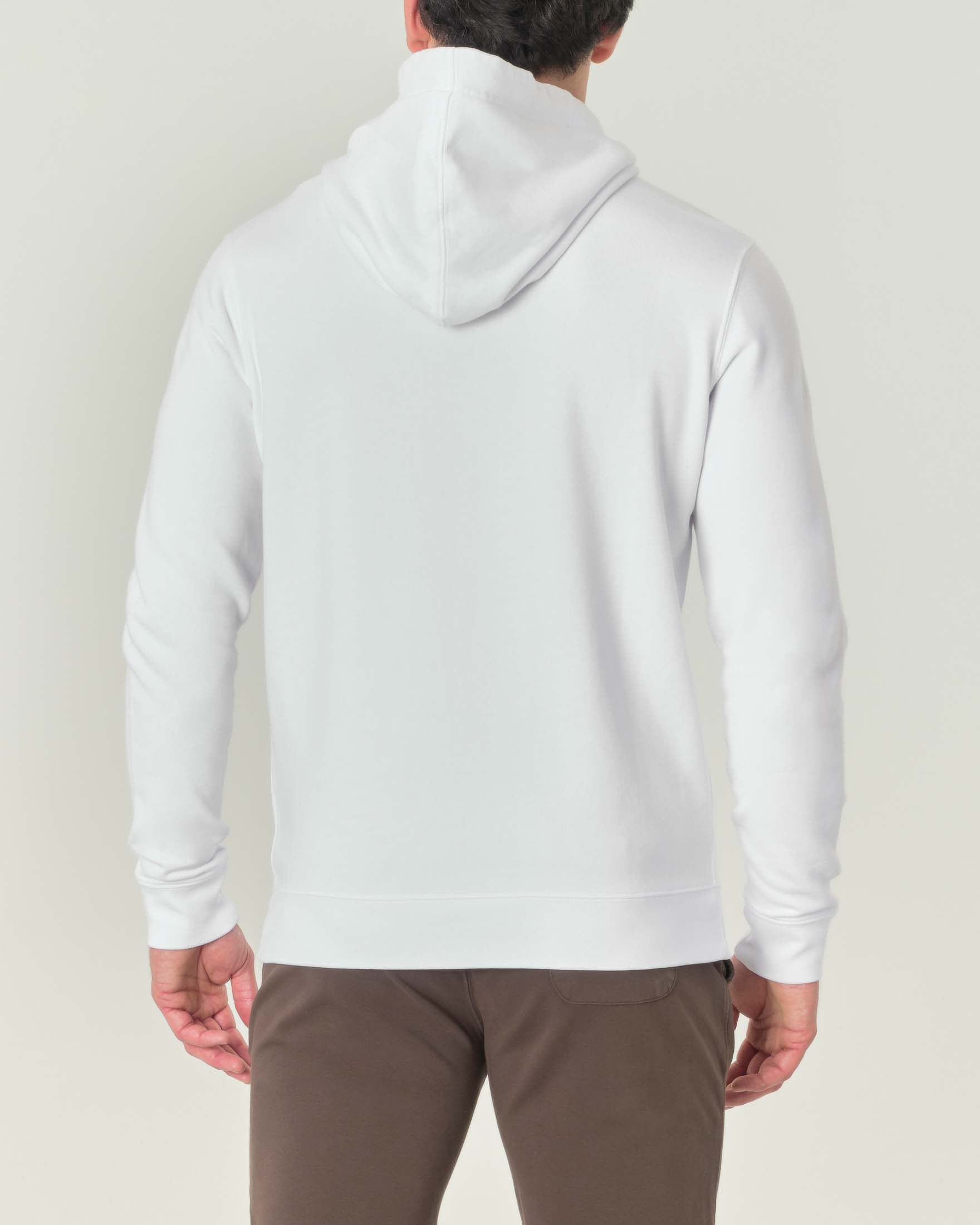 Felpa bianca con cappuccio in pima cotton peruviano