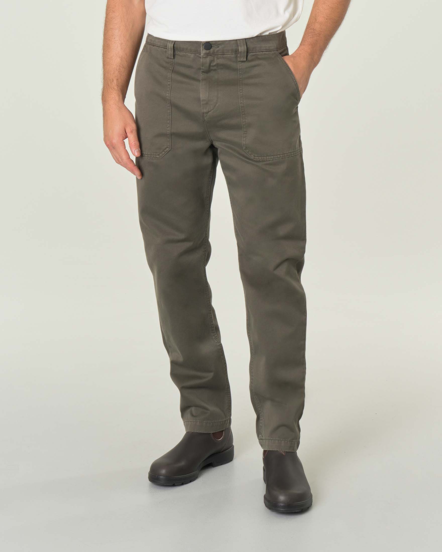 Pantalone fatigue verde militare in puro cotone
