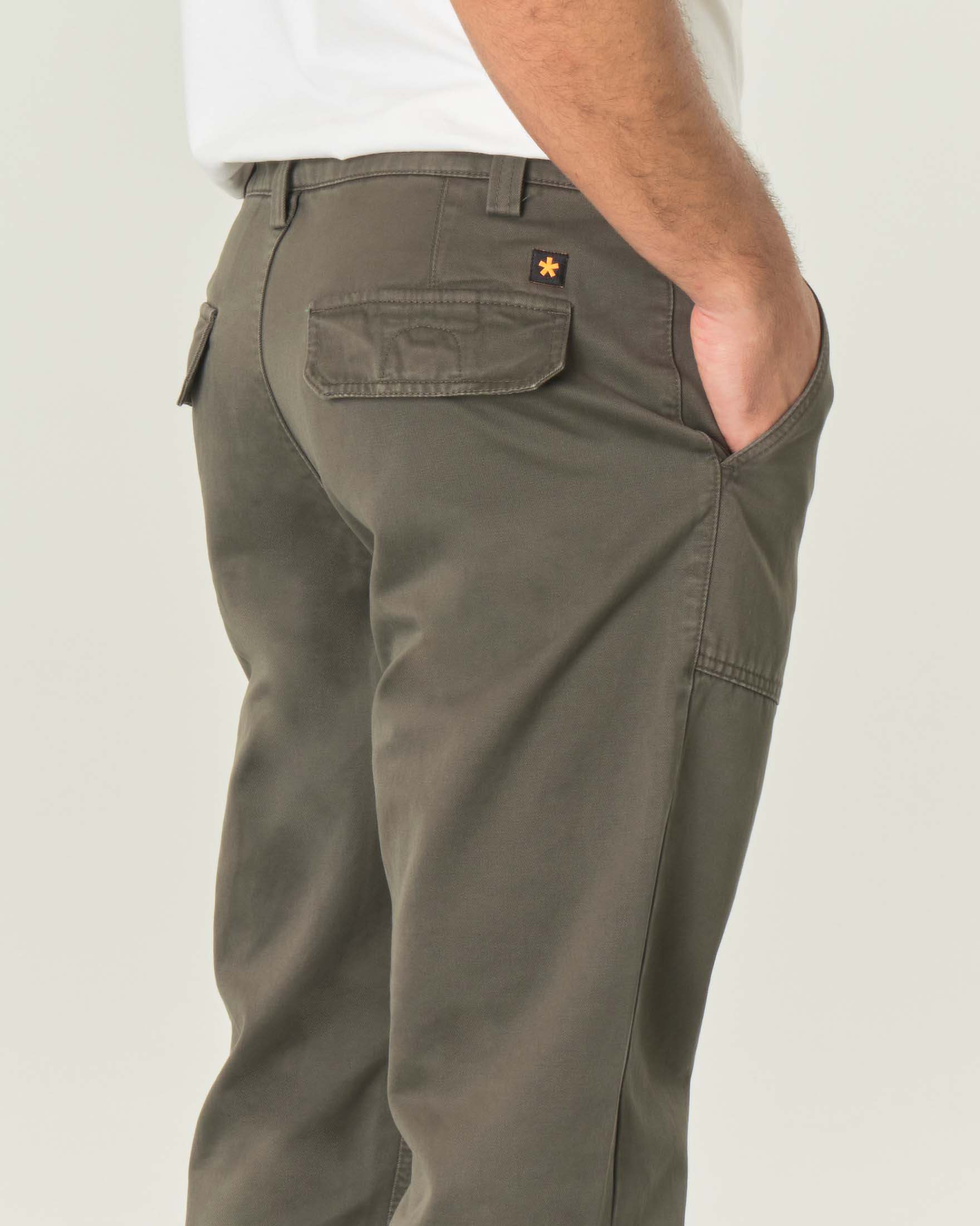 Pantalone fatigue verde militare in puro cotone image