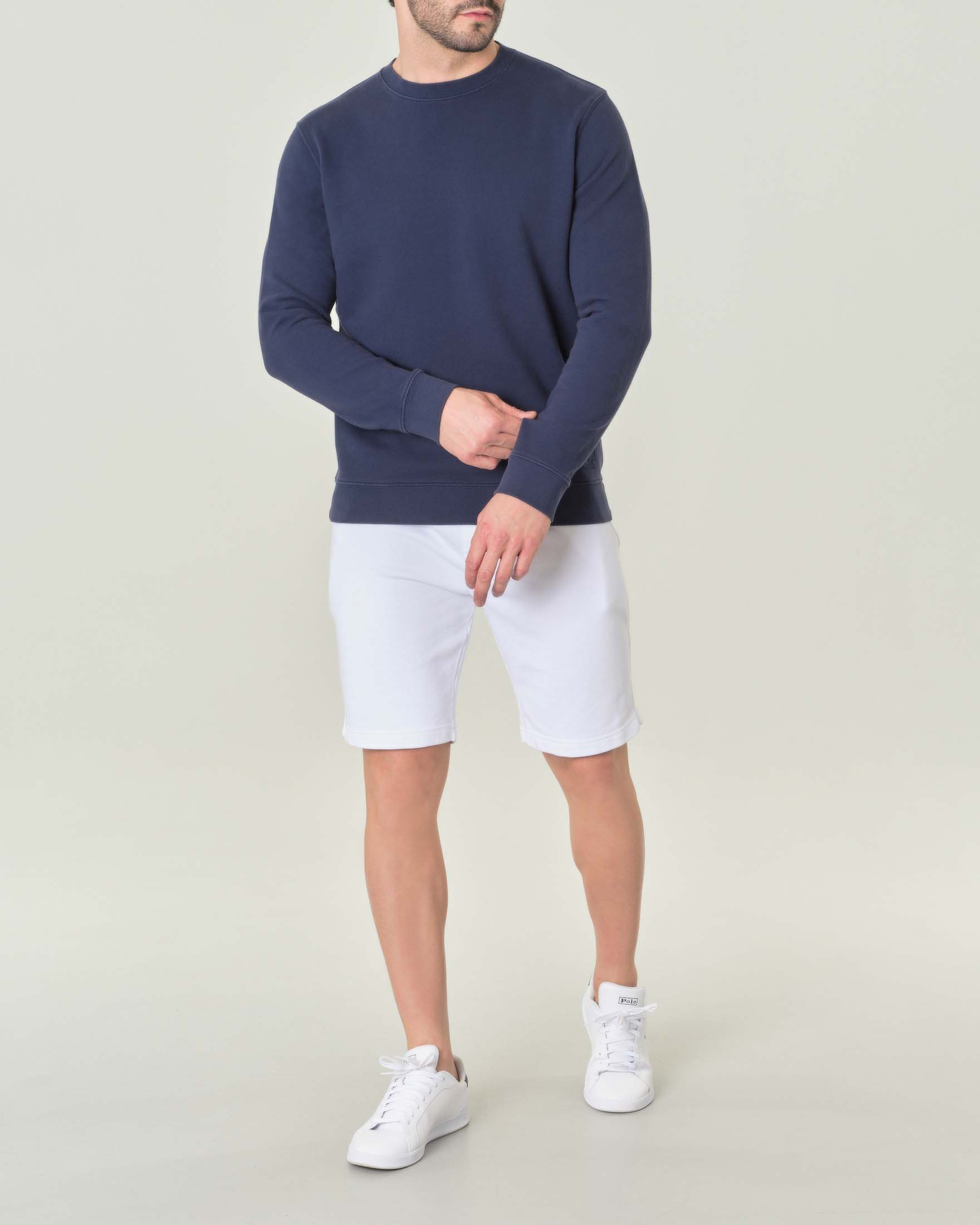 Felpa blu girocollo in pima cotton peruviano