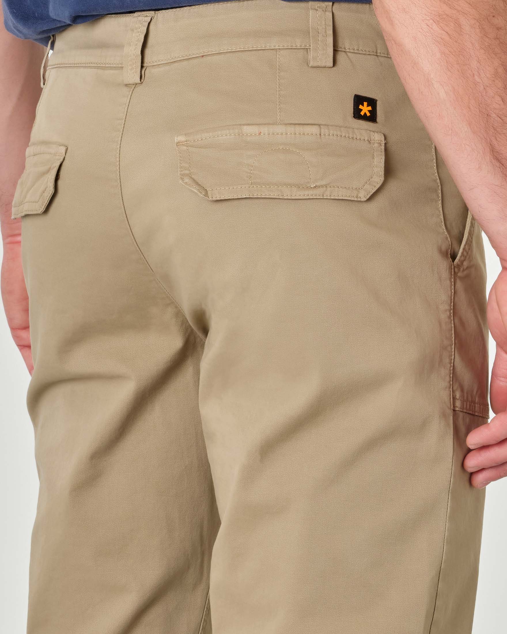 Pantalone fatigue beige in cotone stretch image