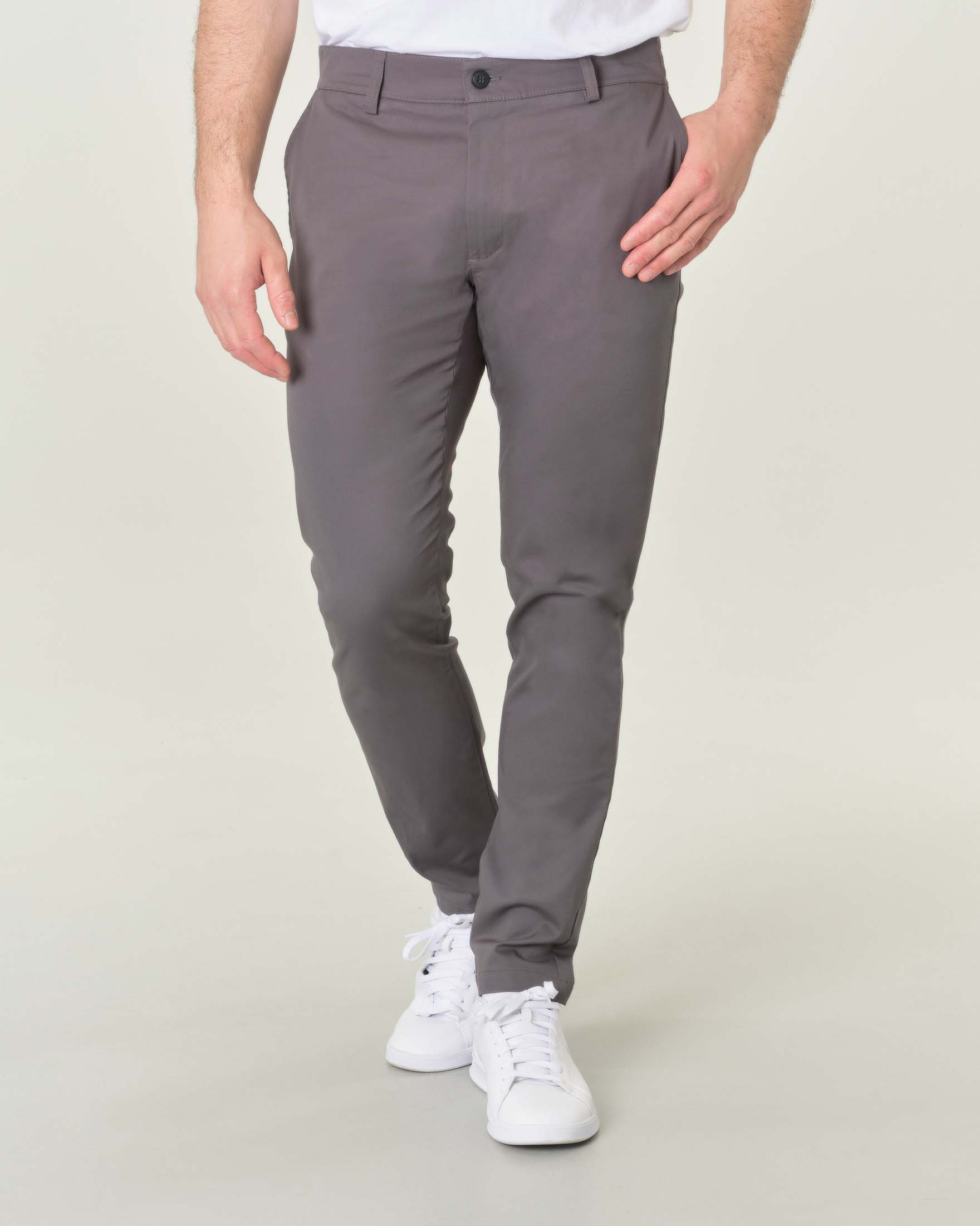 Pantalone chino grigio in cotone stretch