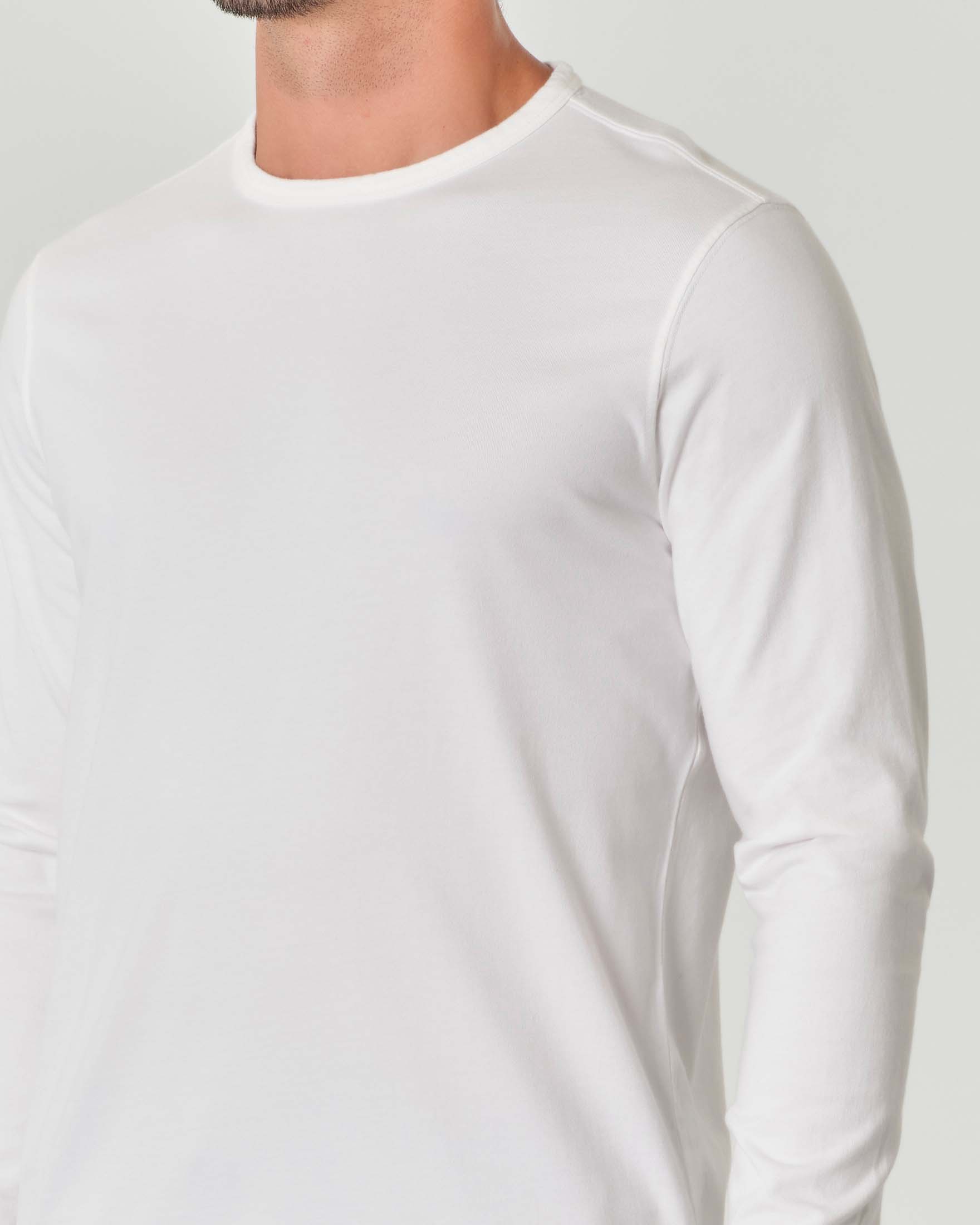 T-shirt bianca manica lunga in pima cotton image