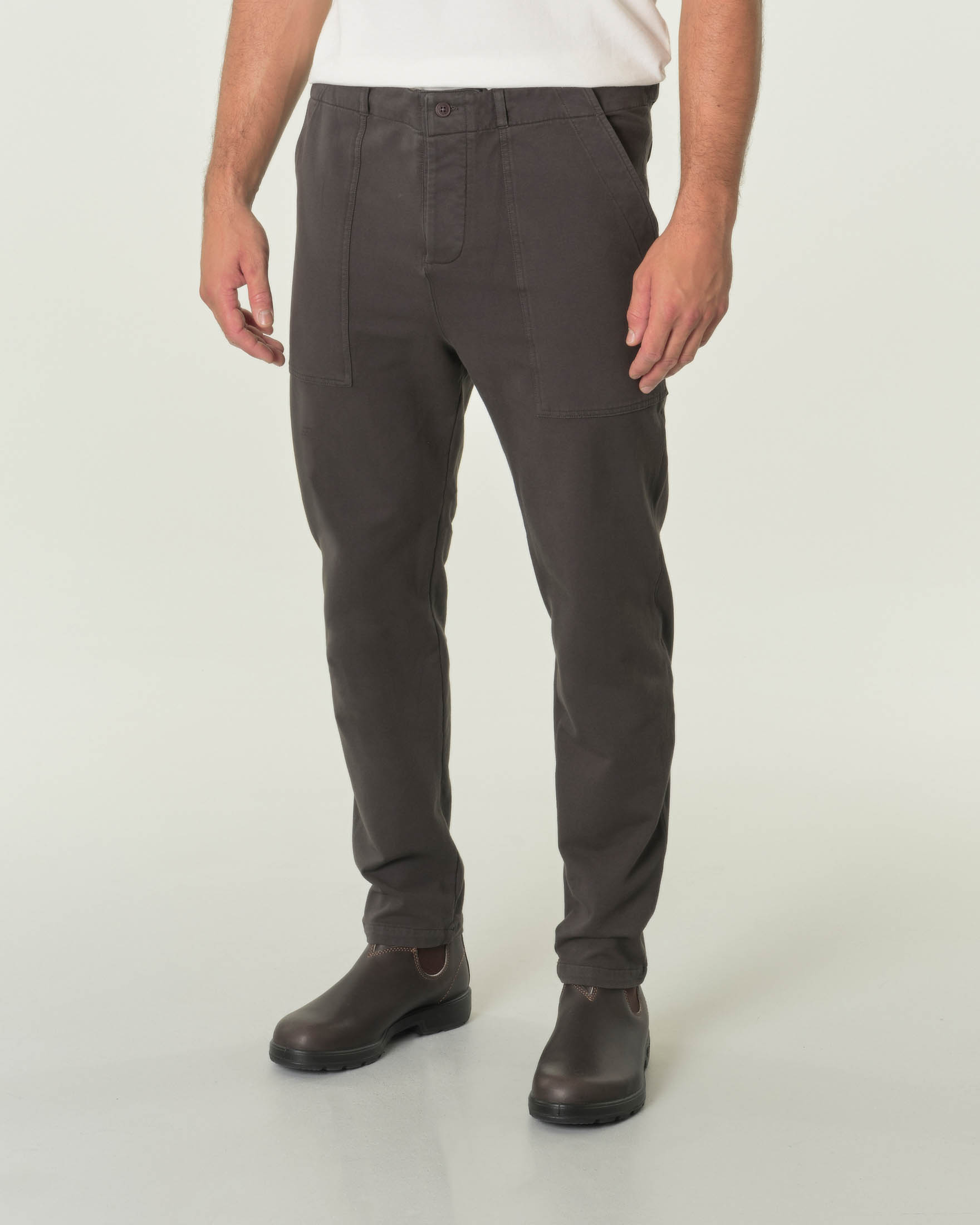 Pantalone lavagna fatigue in tessuto bielastico di cotone stretch