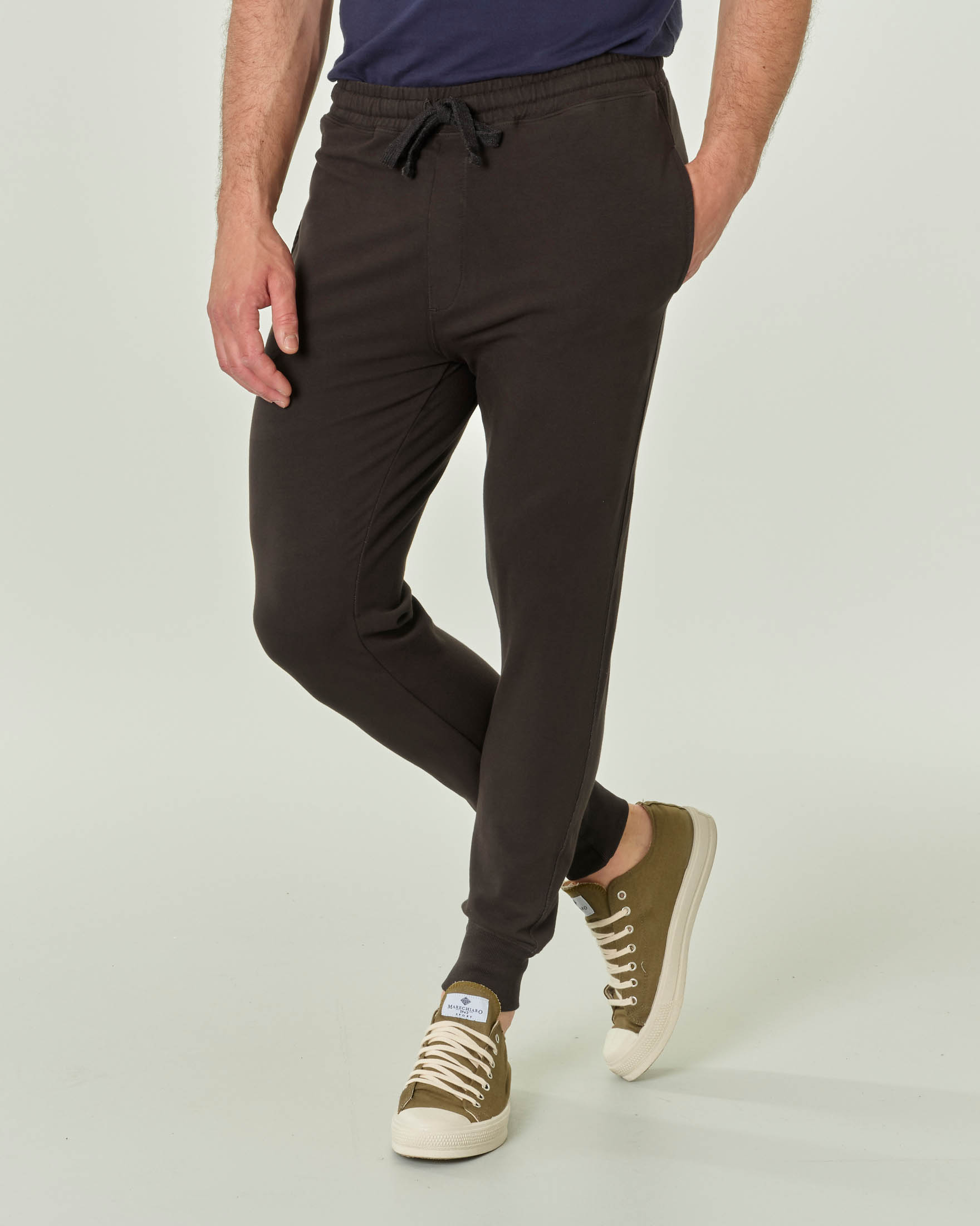 Pantalone lavagna in felpa di cotone stretch con taschino