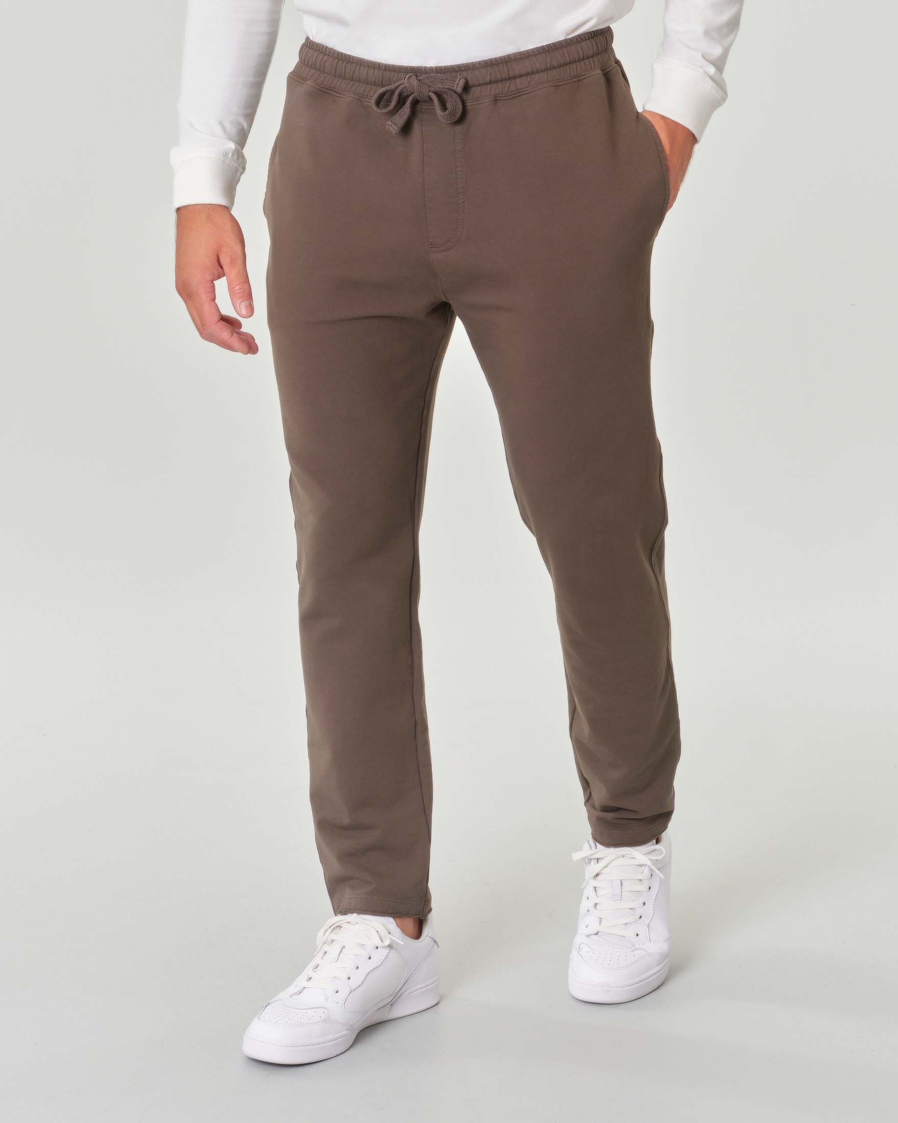 Pantalone marrone in felpa di cotone stretch