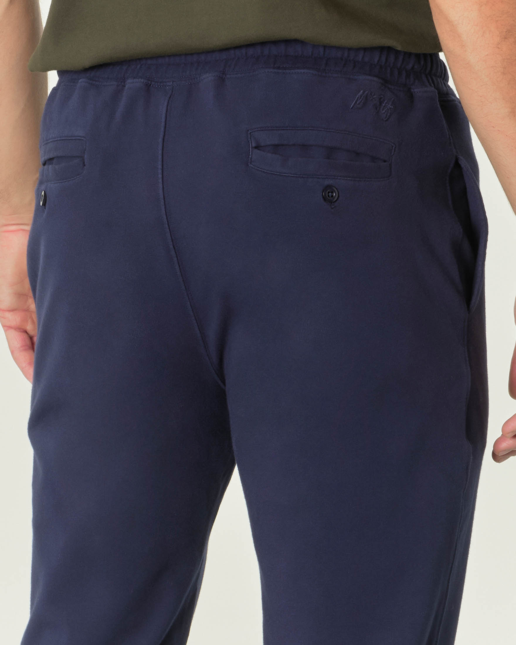 Pantalone blu in felpa di cotone stretch image