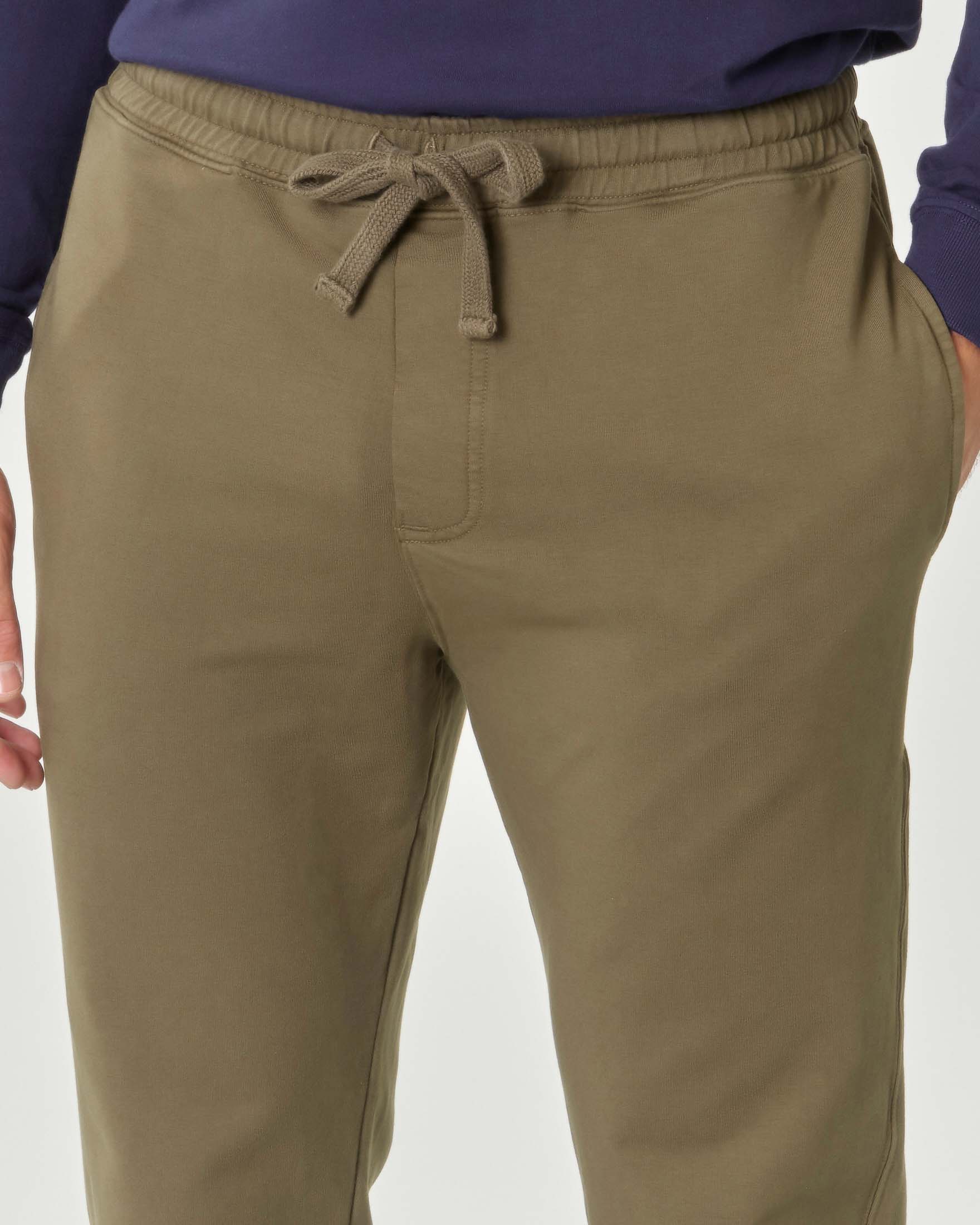 Pantalone verde militare in felpa di cotone stretch image