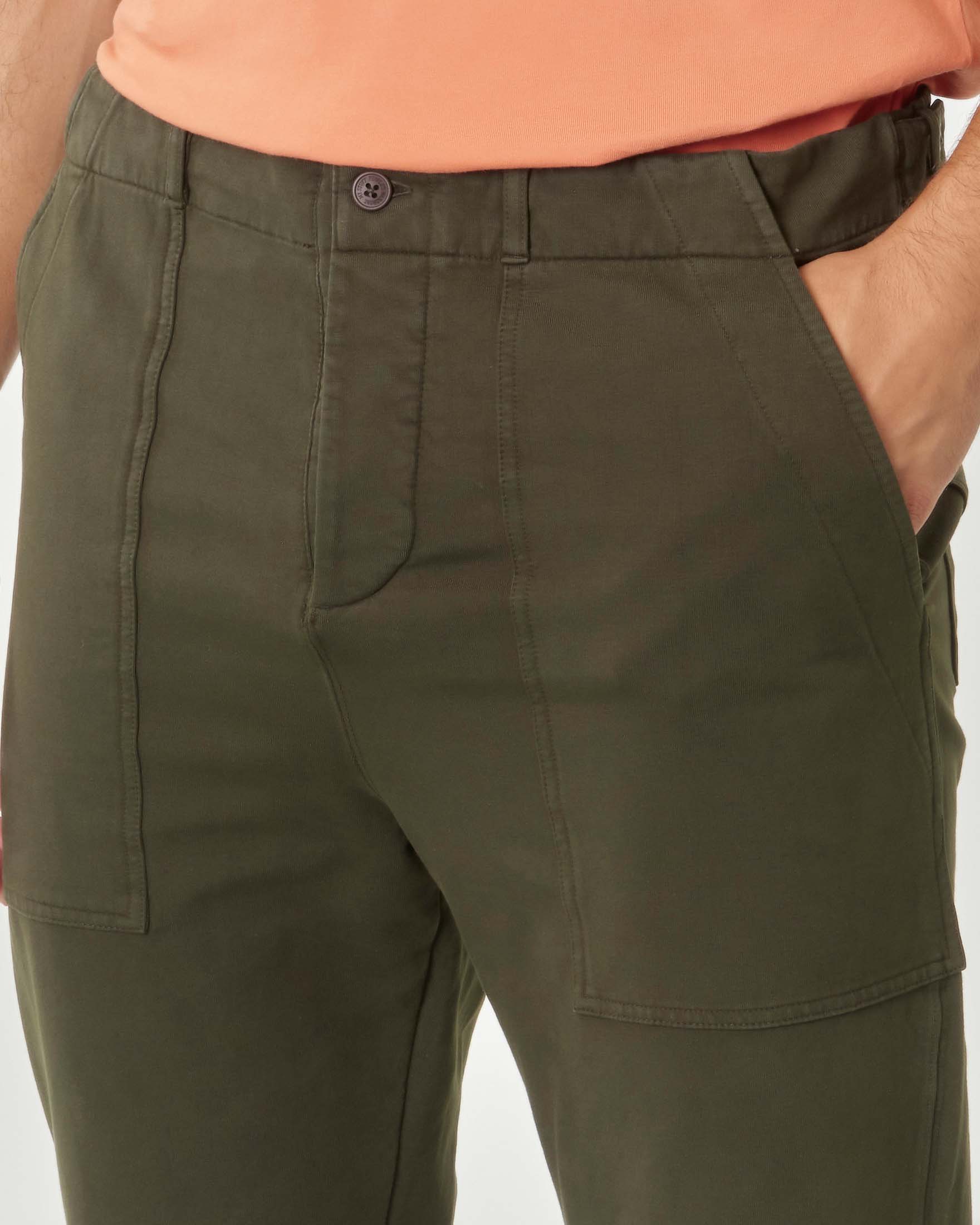 Pantalone verde militare fatigue in tessuto bielastico di cotone stretch image
