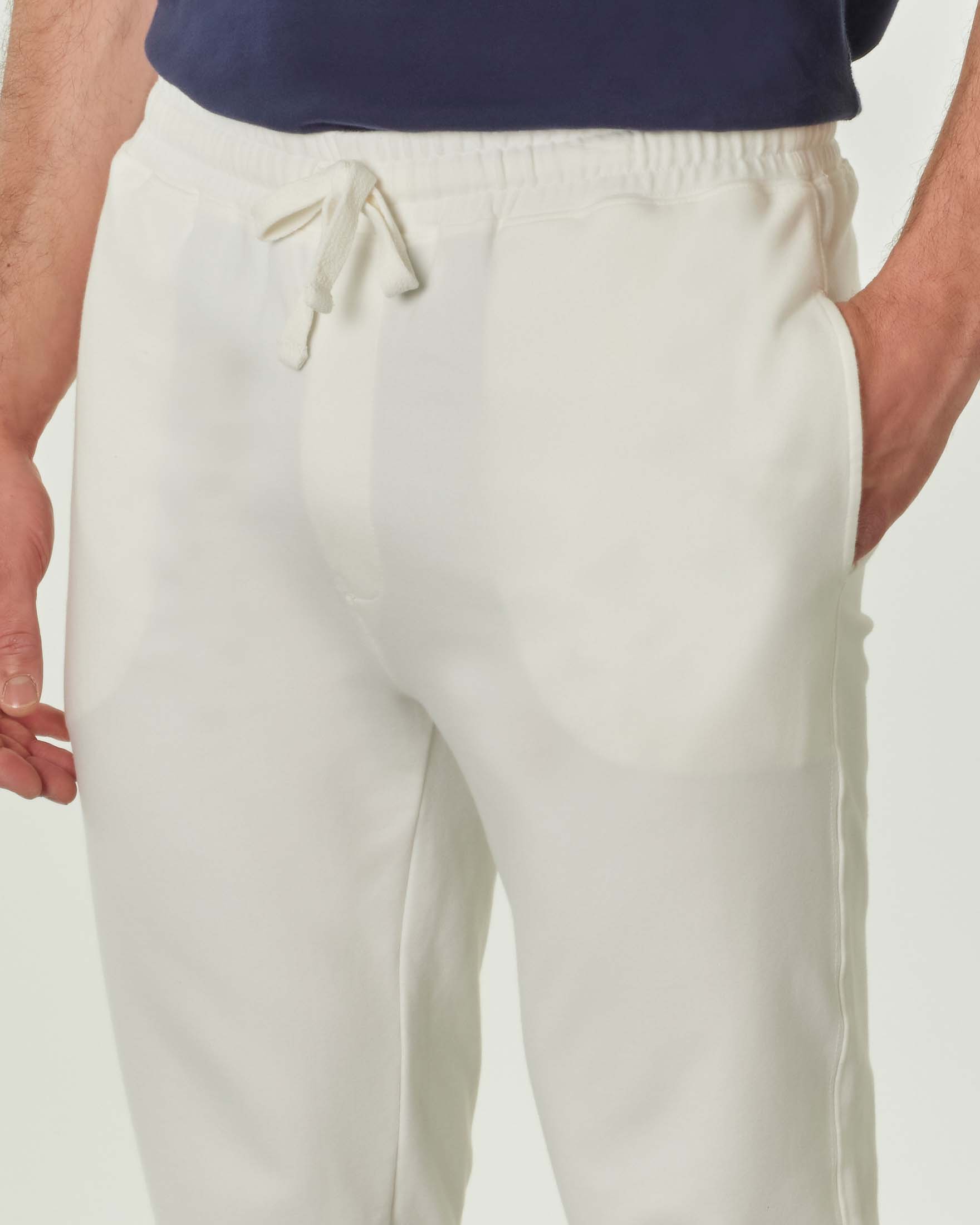 Pantalone bianco in felpa di cotone stretch con taschino image