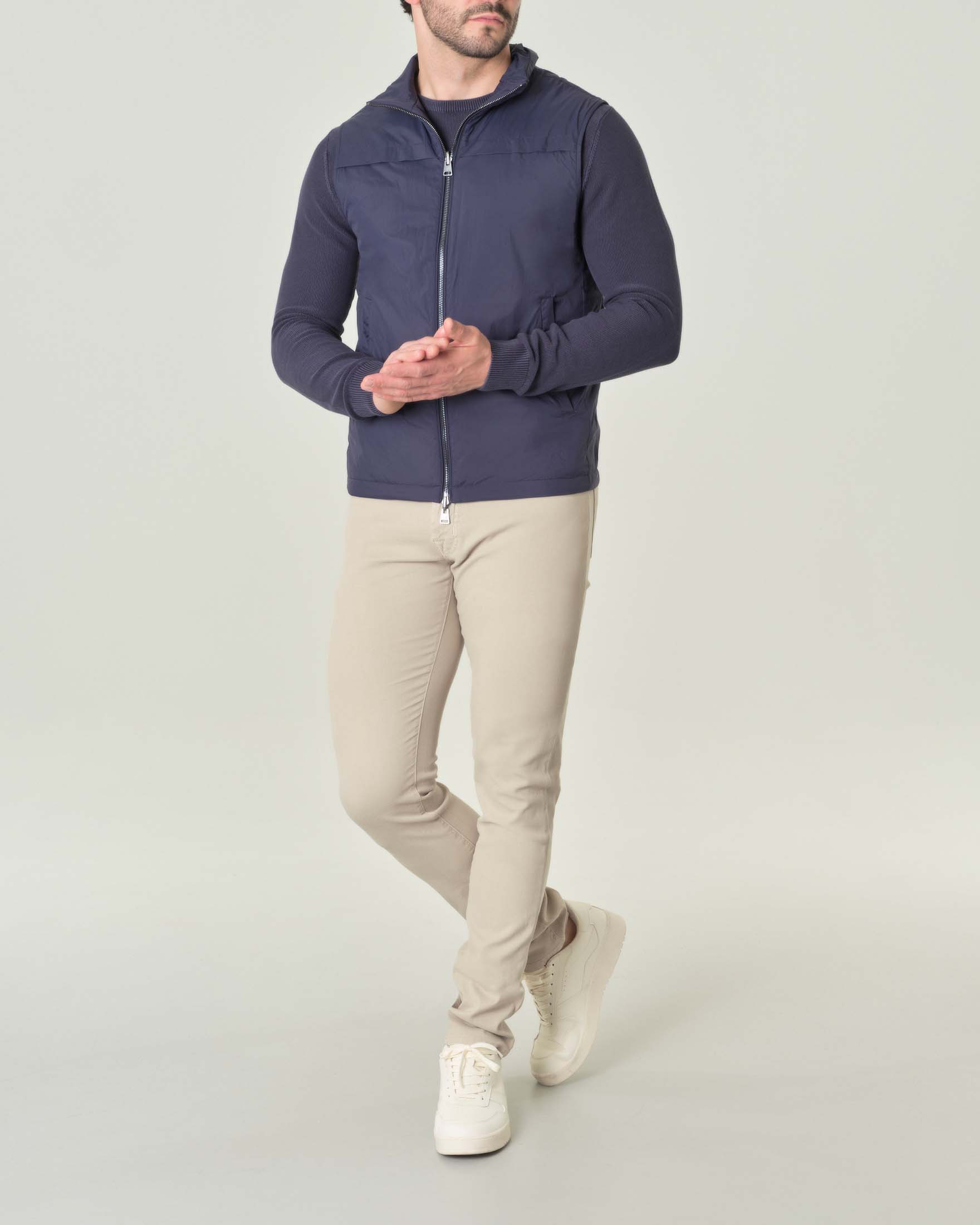 Gilet Billy blu in nylon liscio reversibile in trapuntatura a rombi