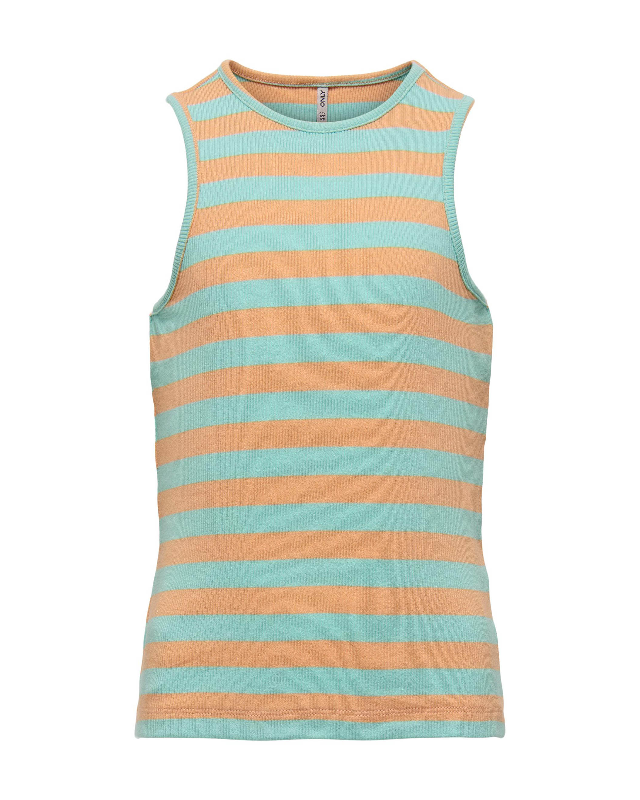 Canotta a costine arancione e acqua a righe in cotone stretch 8-14 anni